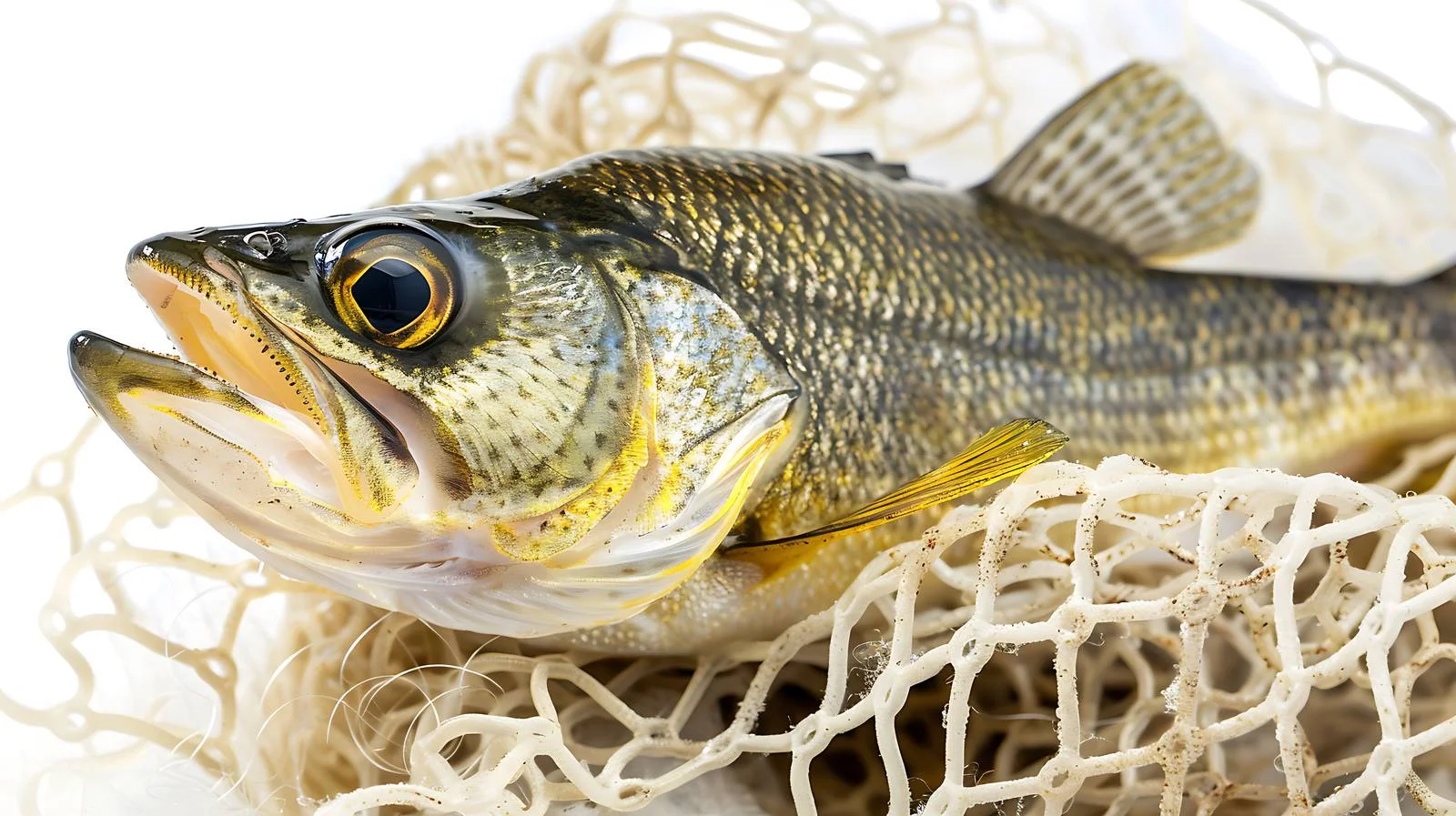 Close-up of Walleye in Landing Net — free download from Dotvec