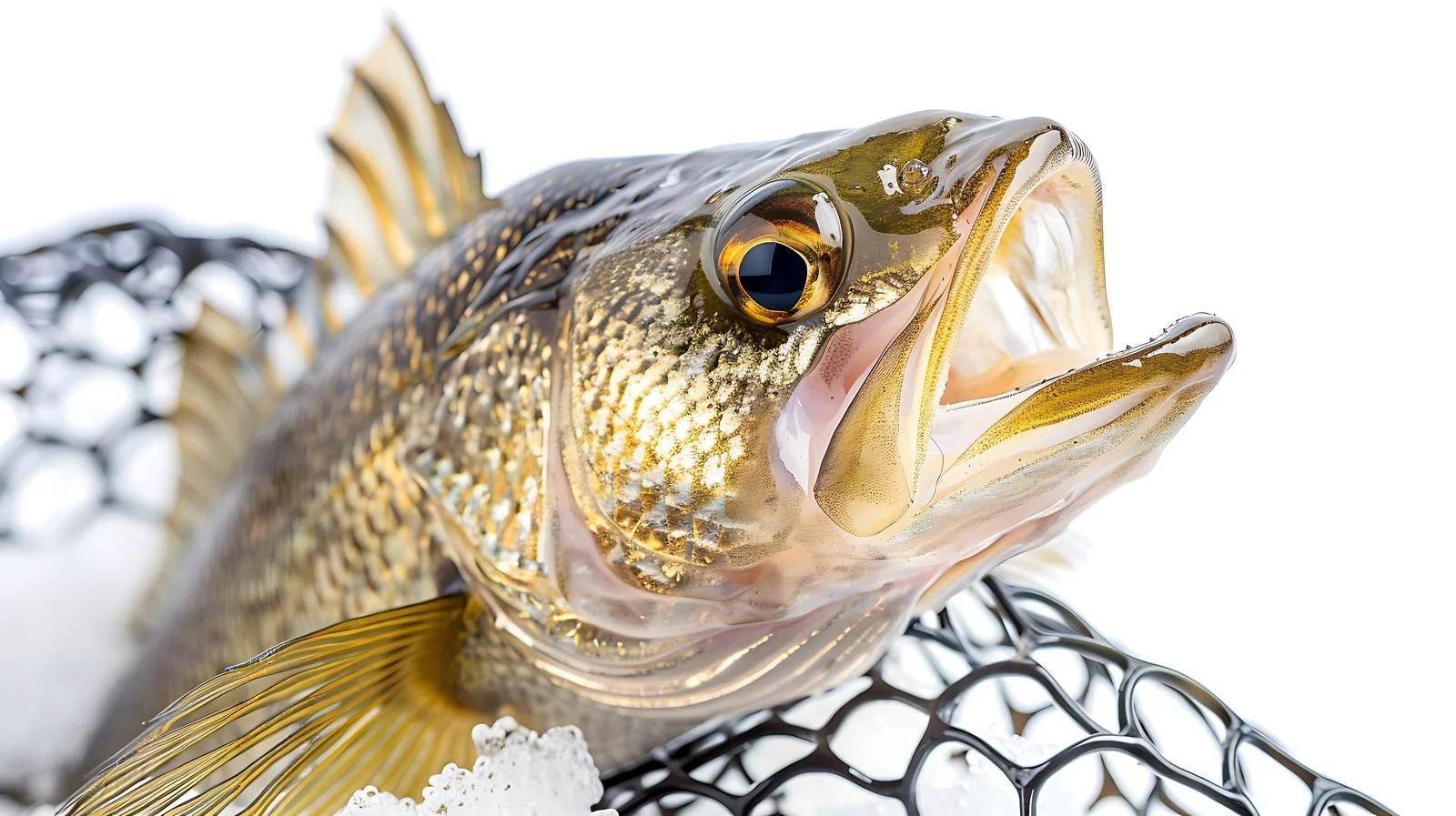 Close-Up of Walleye in Landing Net — free download from Dotvec