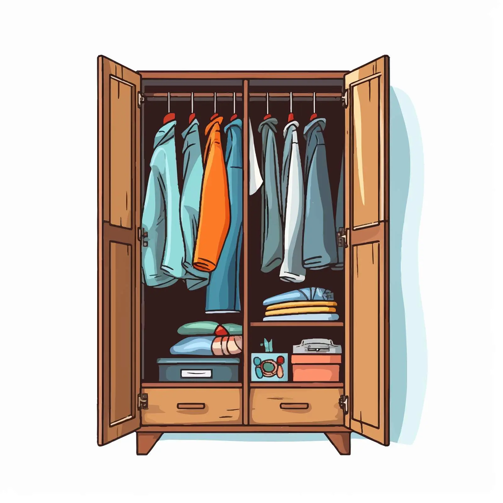 Cartoon Wardrobe Line Vector Illustration — free download from Dotvec