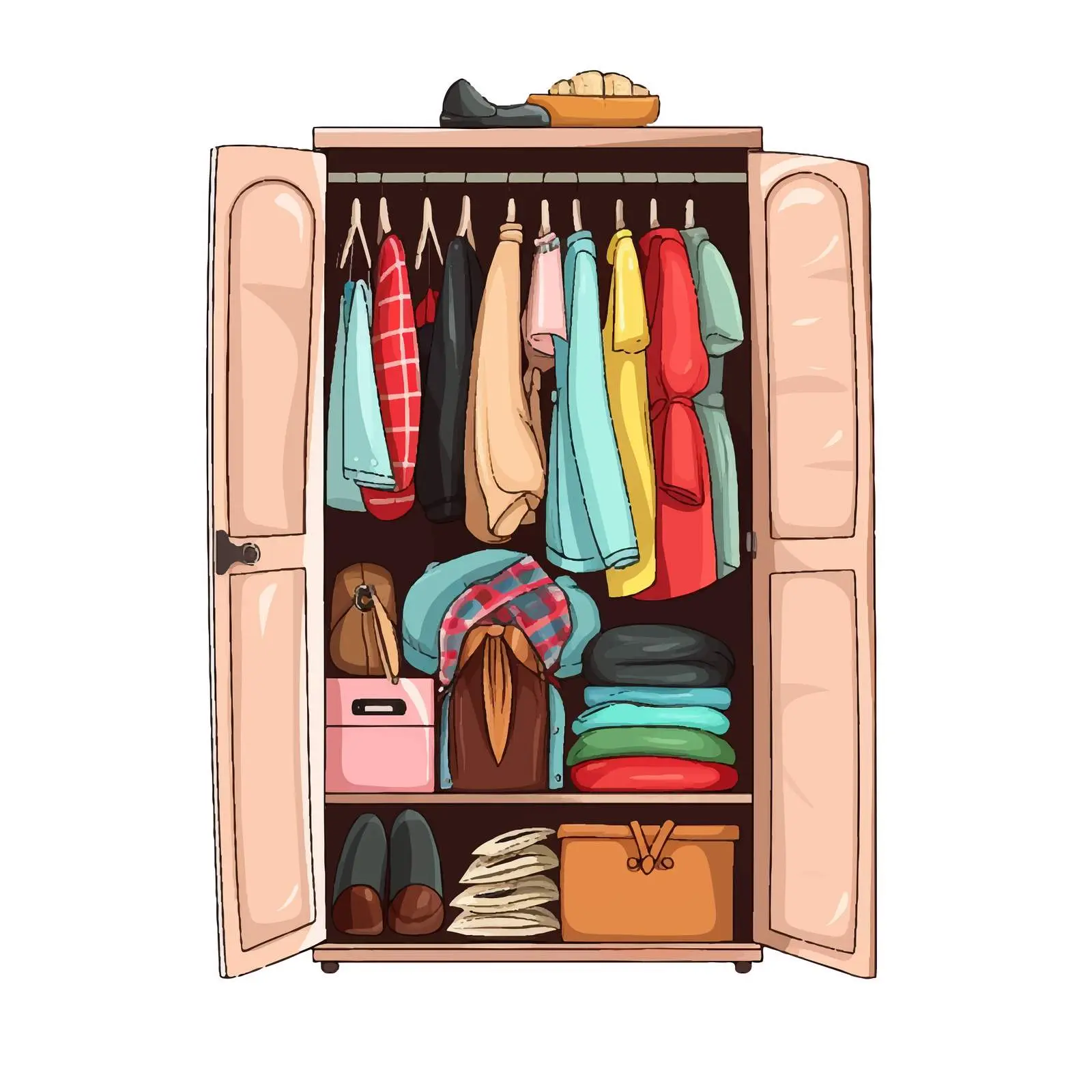 Wardrobe with Clothes Cartoon Vector Illustration — free download from Dotvec