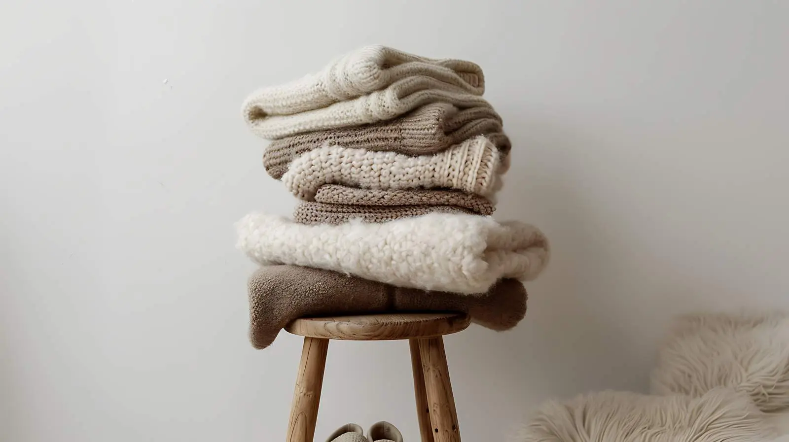 Cozy Female at Home with Neutral Sweaters – free soft fabrics image from Dotvec