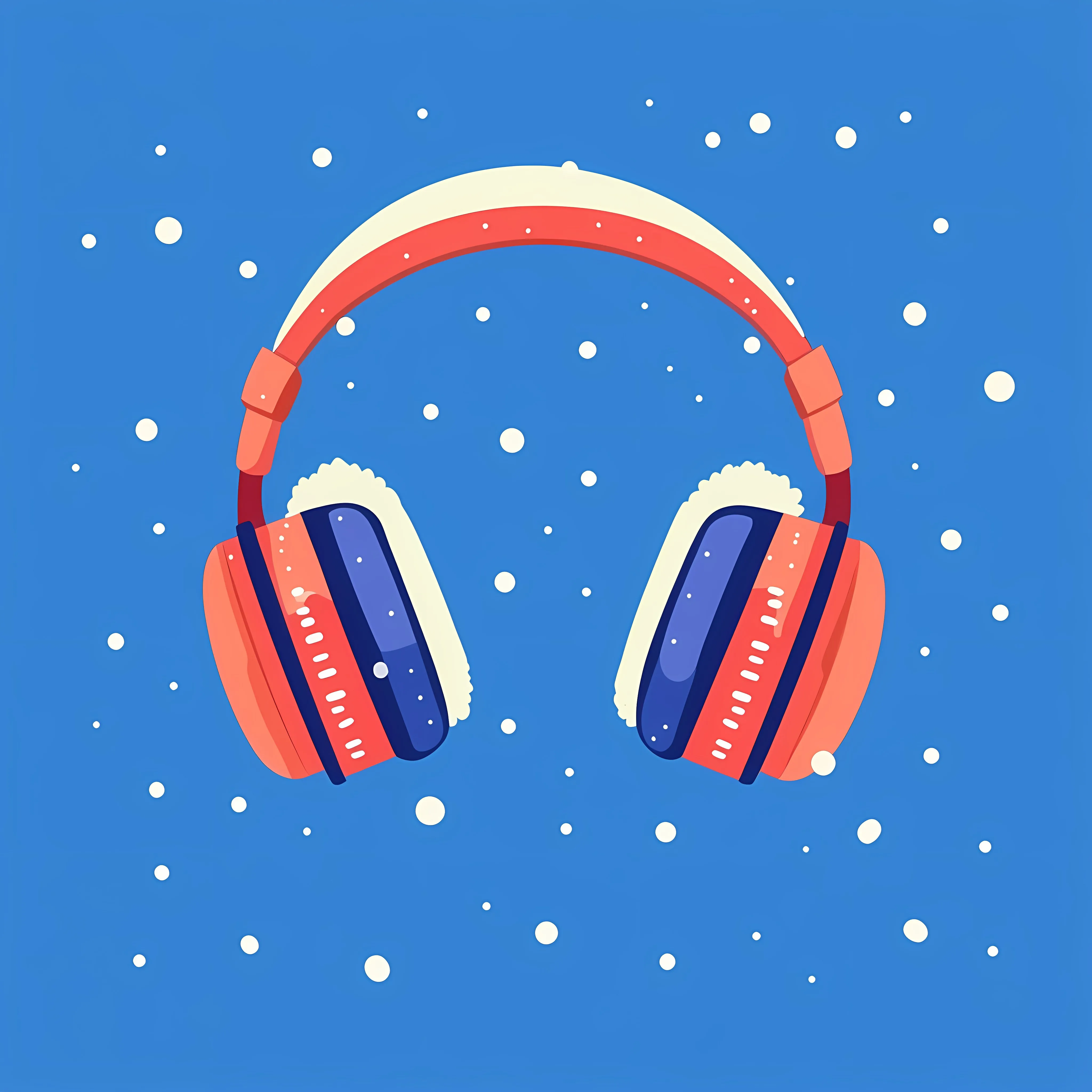 Warm Headphones Flat Icon on Blue Background — free download from Dotvec