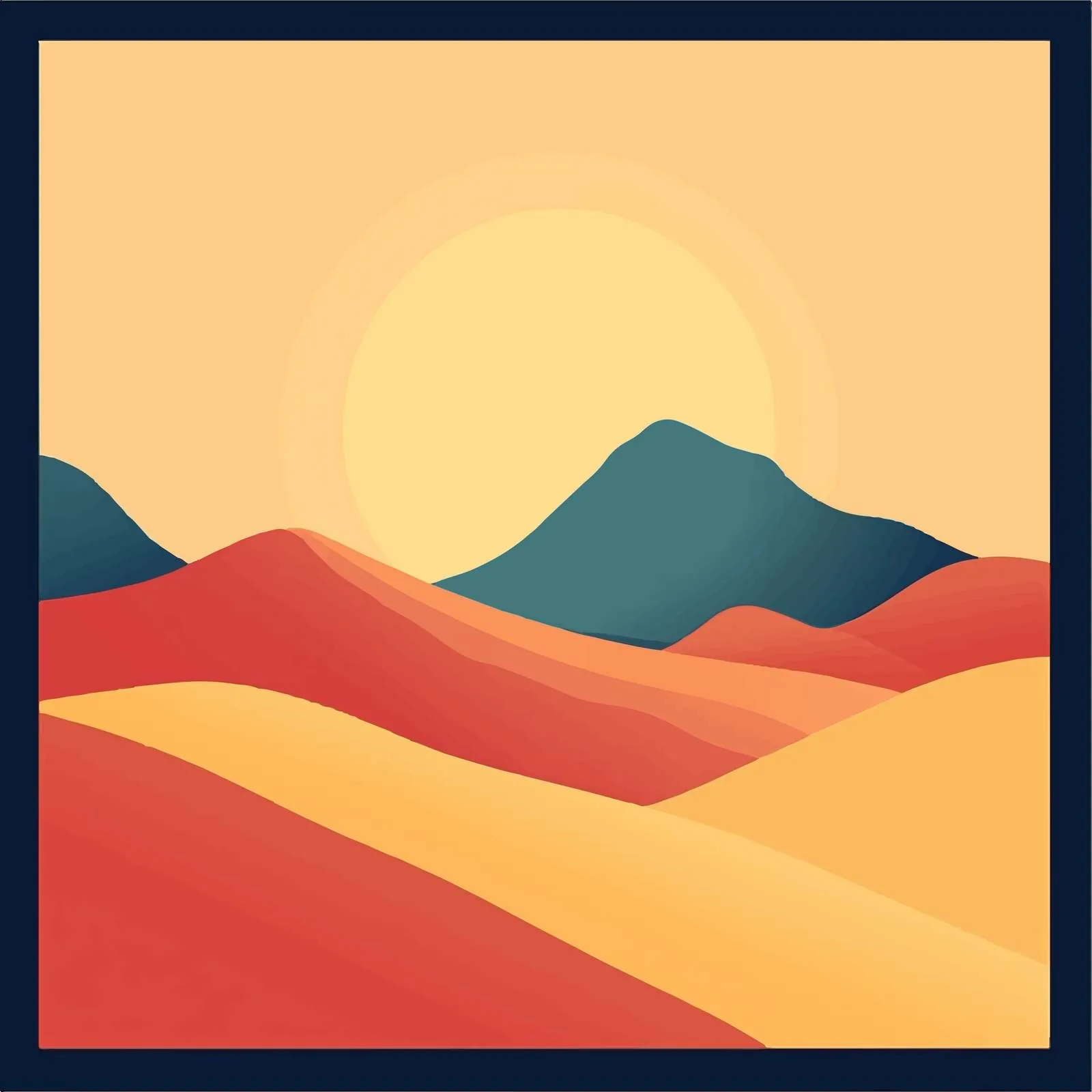 Warm Sunrise Desert Flat Vector Illustration — free download from Dotvec