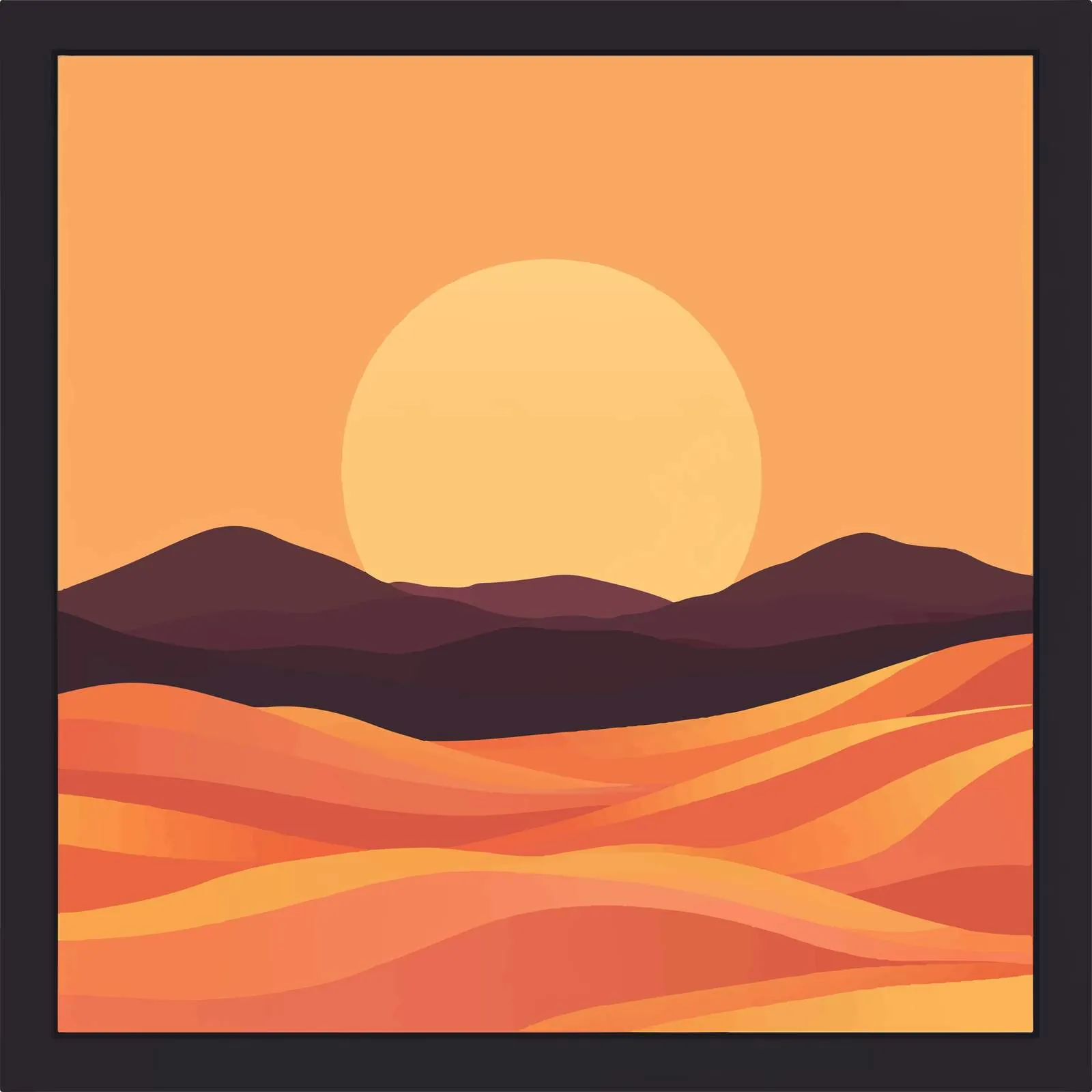 Desert Sunrise Flat Vector Illustration — free download from Dotvec