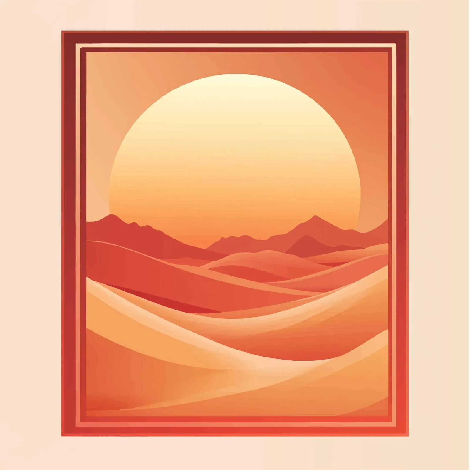 Warm Desert Sunrise Flat Vector Illustration — free download from Dotvec