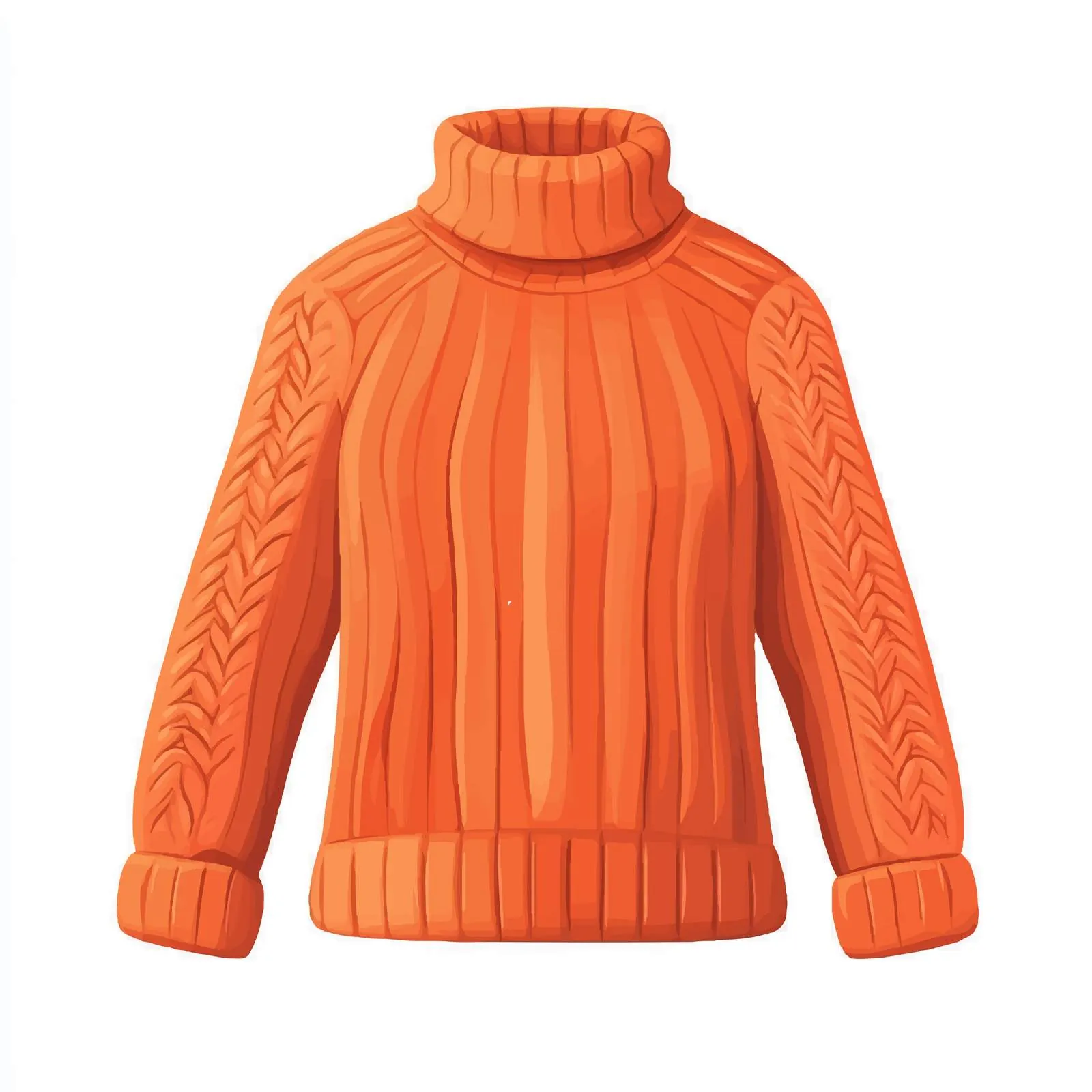 Warm Knitted Turtleneck Sweater Front View – free knitwear image from Dotvec