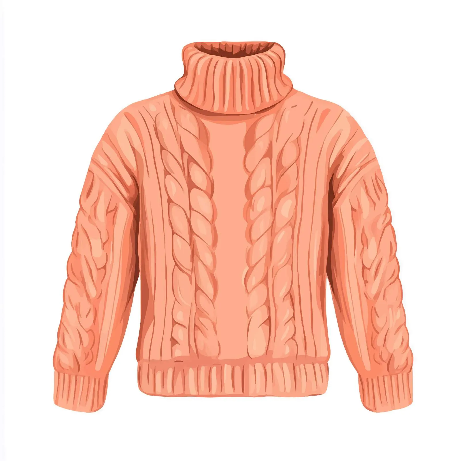 Warm Knitted Turtleneck Sweater Front View – free knitwear image from Dotvec