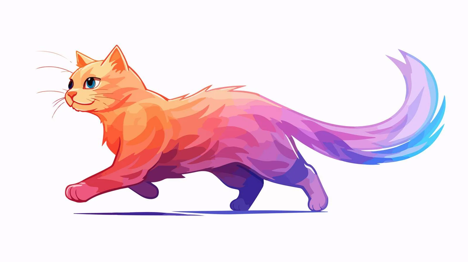 Dynamic Cartoon Cat Illustration — free download from Dotvec