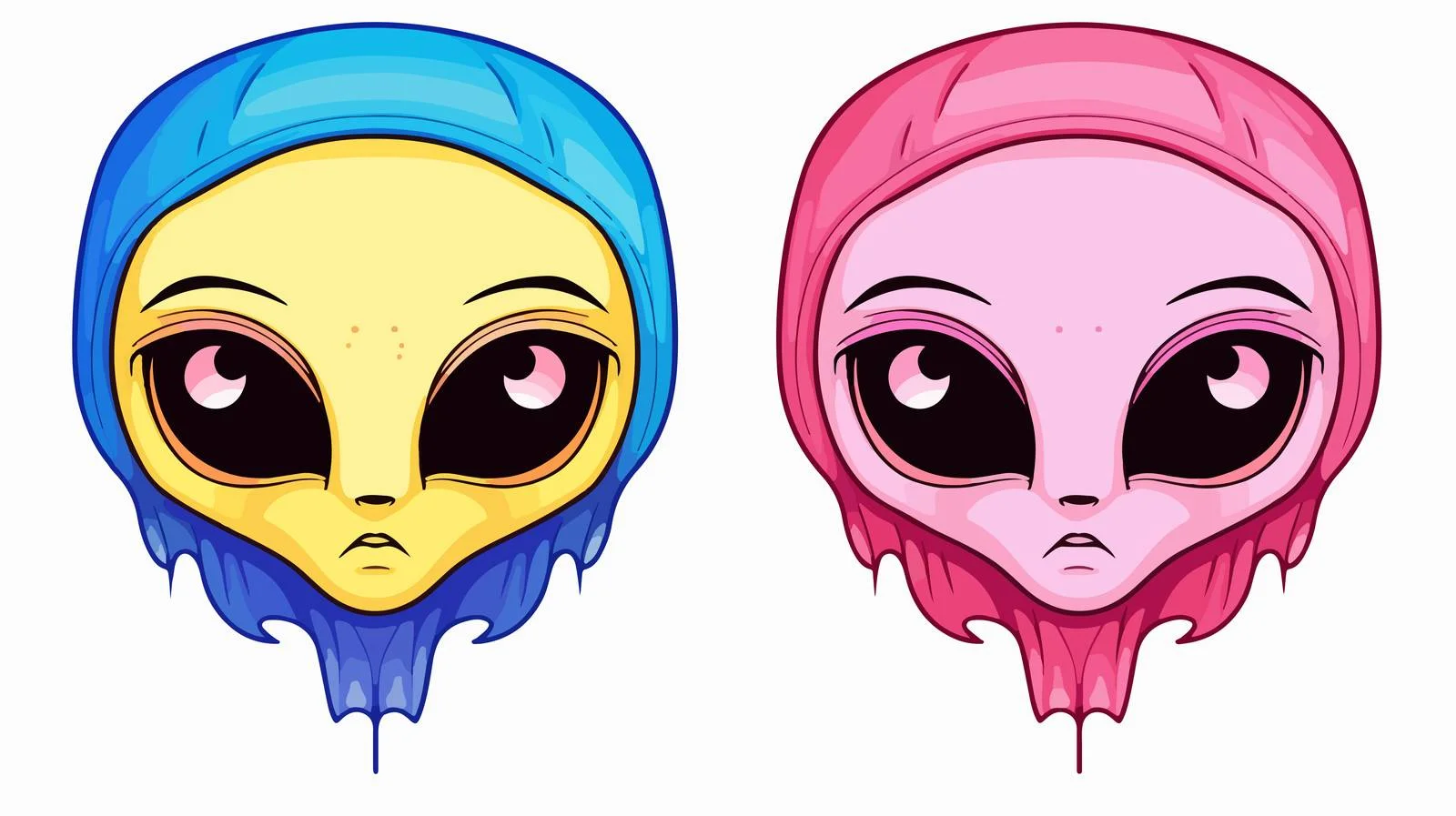 Emotional Cartoon Alien Line Drawing — free download from Dotvec