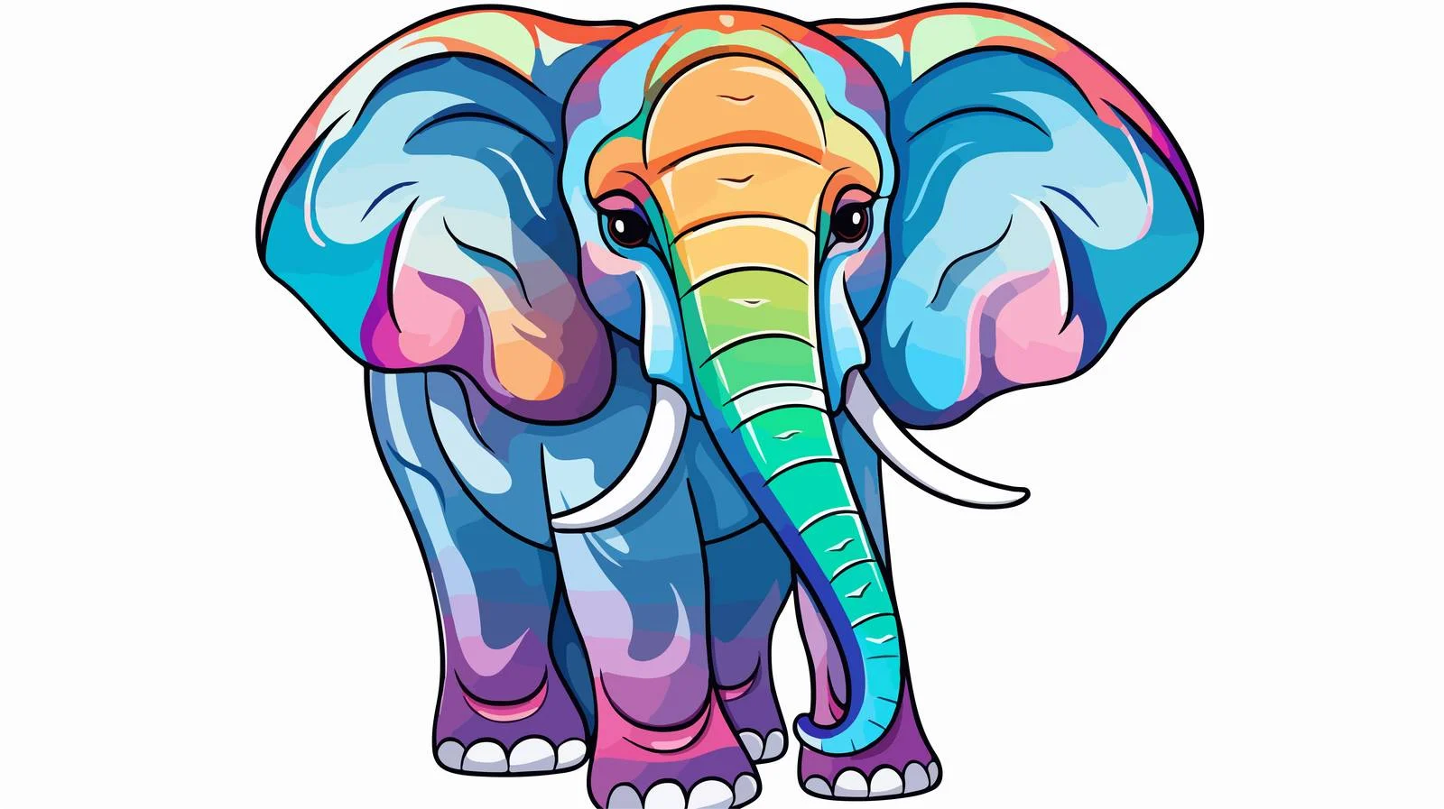 Elephant Cartoon Line Drawing — free download from Dotvec