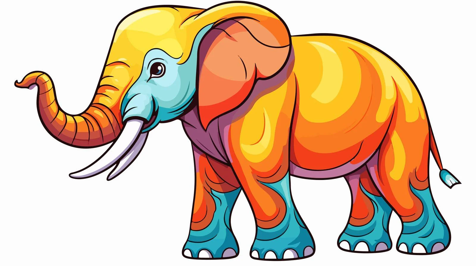 Cartoon Elephant Gradient Line Drawing — free download from Dotvec
