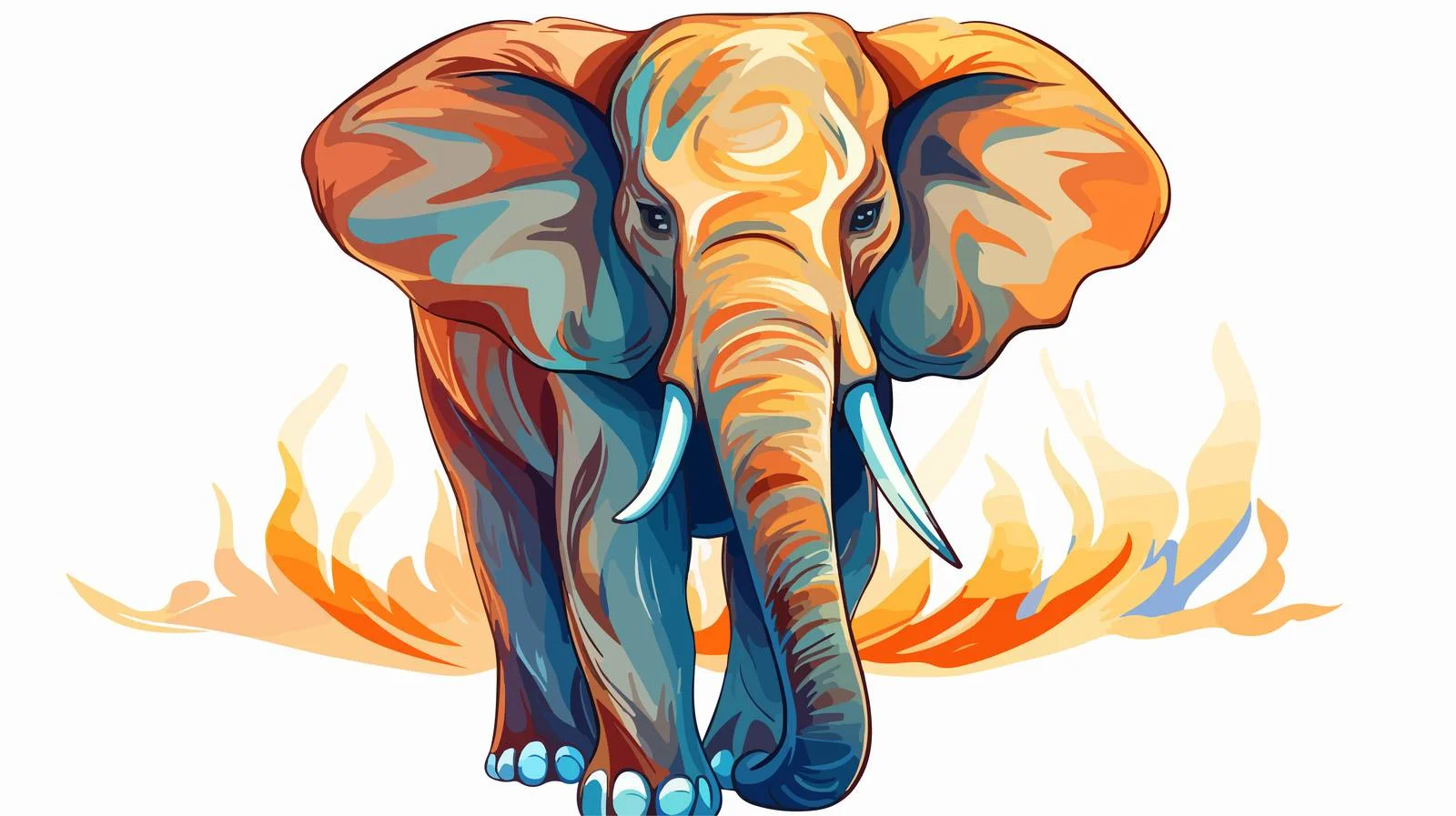 Vibrant Elephant Line Drawing — free download from Dotvec