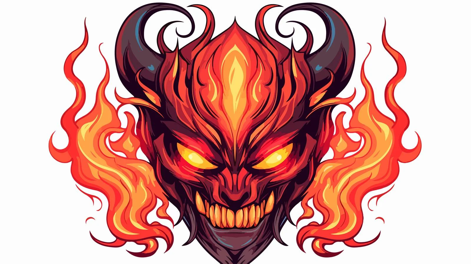 Cartoon Fire Demon Line Drawing — free download from Dotvec