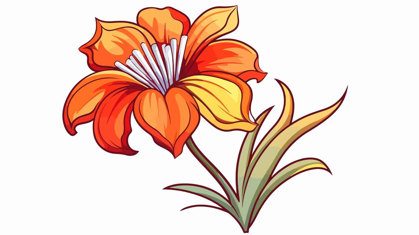 Cartoon Flower Gradient Line Drawing — free download from Dotvec