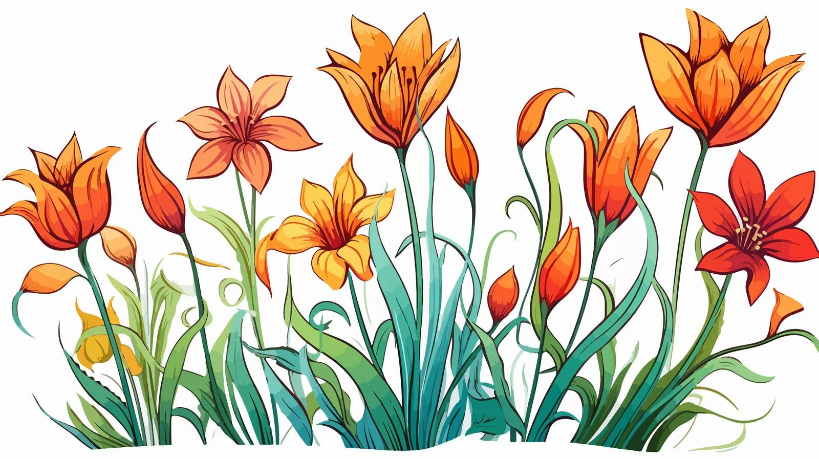 Cartoon Wild Flower Line Drawing — free download from Dotvec