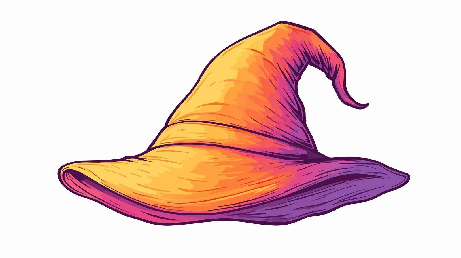 Cartoon Witch Hat Line Drawing — free download from Dotvec