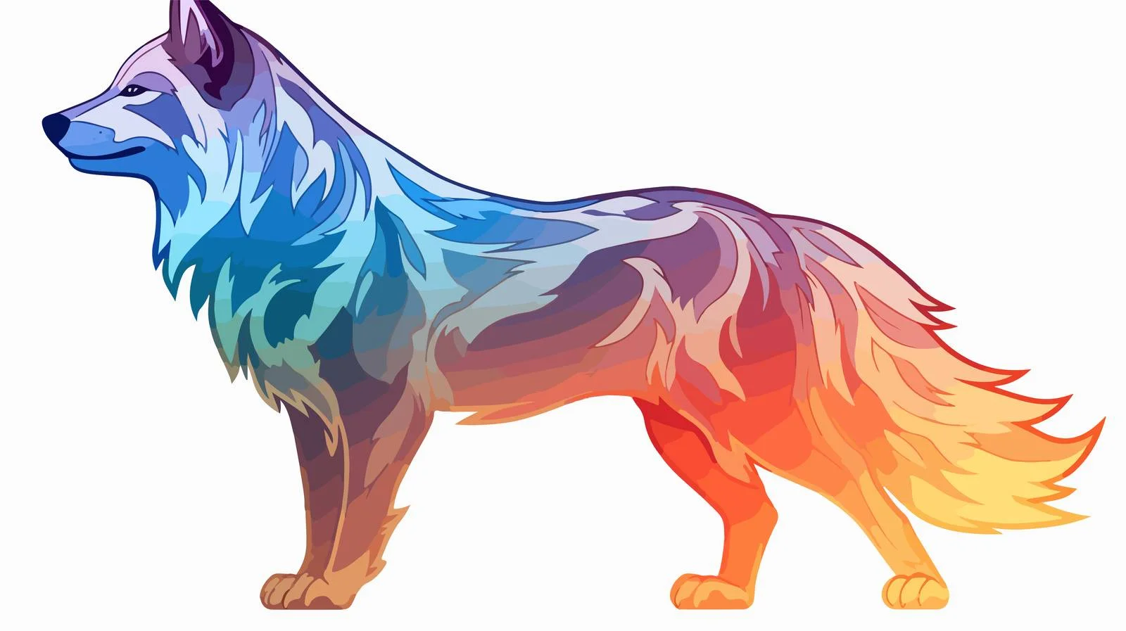 Cartoon Wolf Gradient Line Art — free download from Dotvec