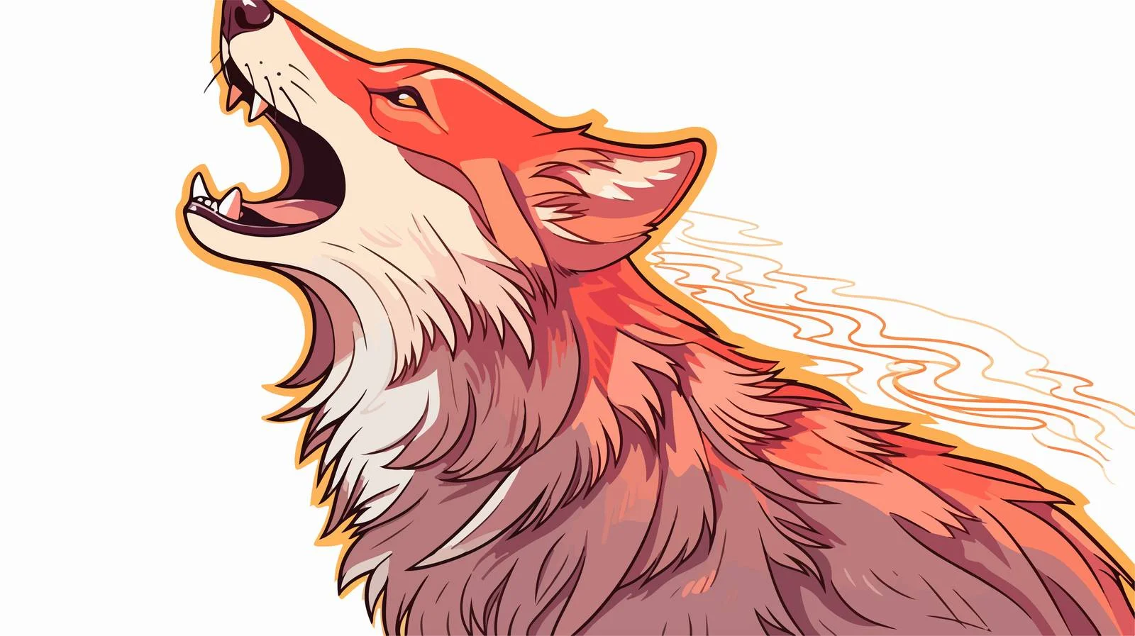 Whistling Cartoon Wolf Line Art — free download from Dotvec