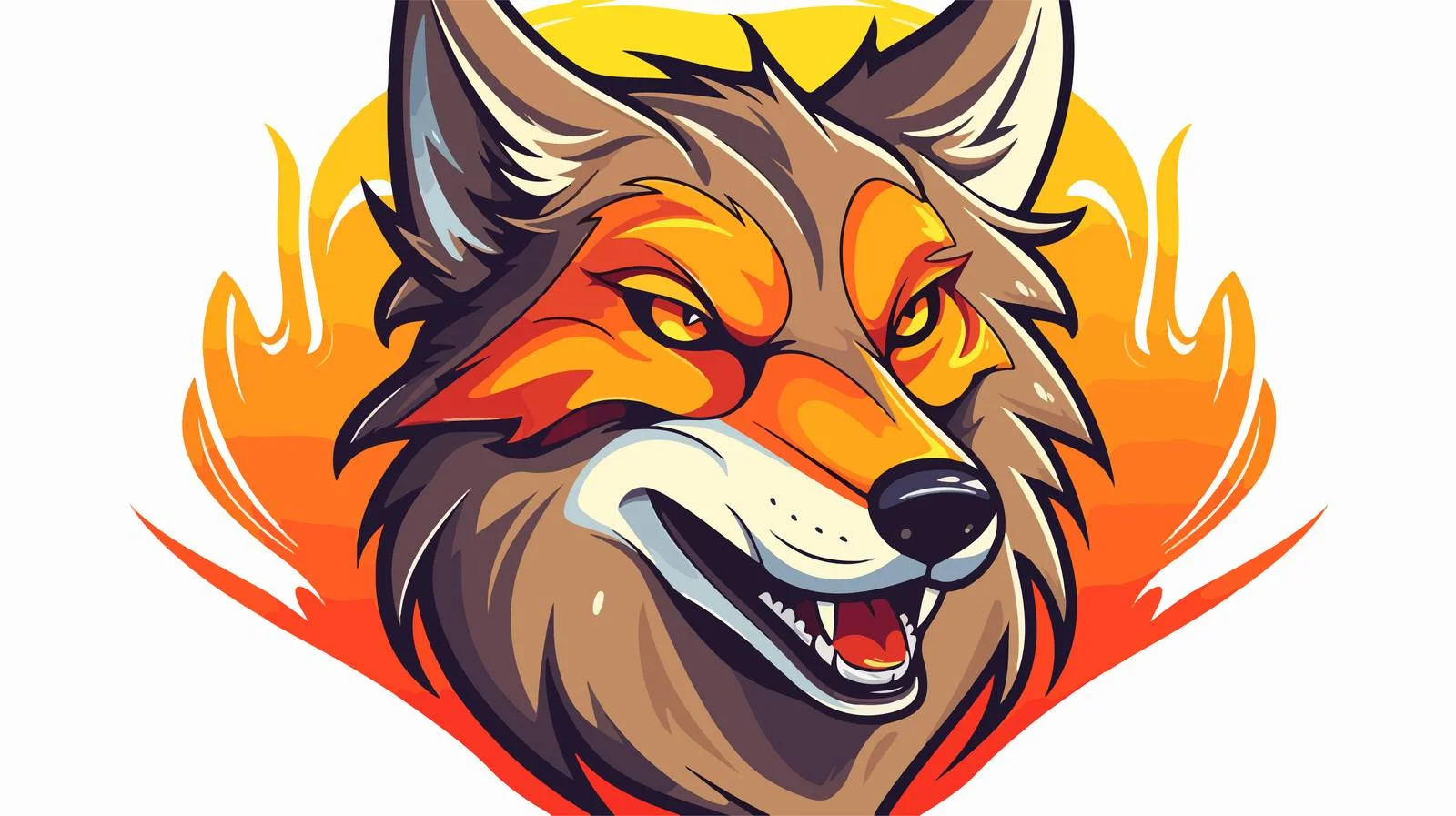 Friendly Cartoon Wolf Line Drawing — free download from Dotvec