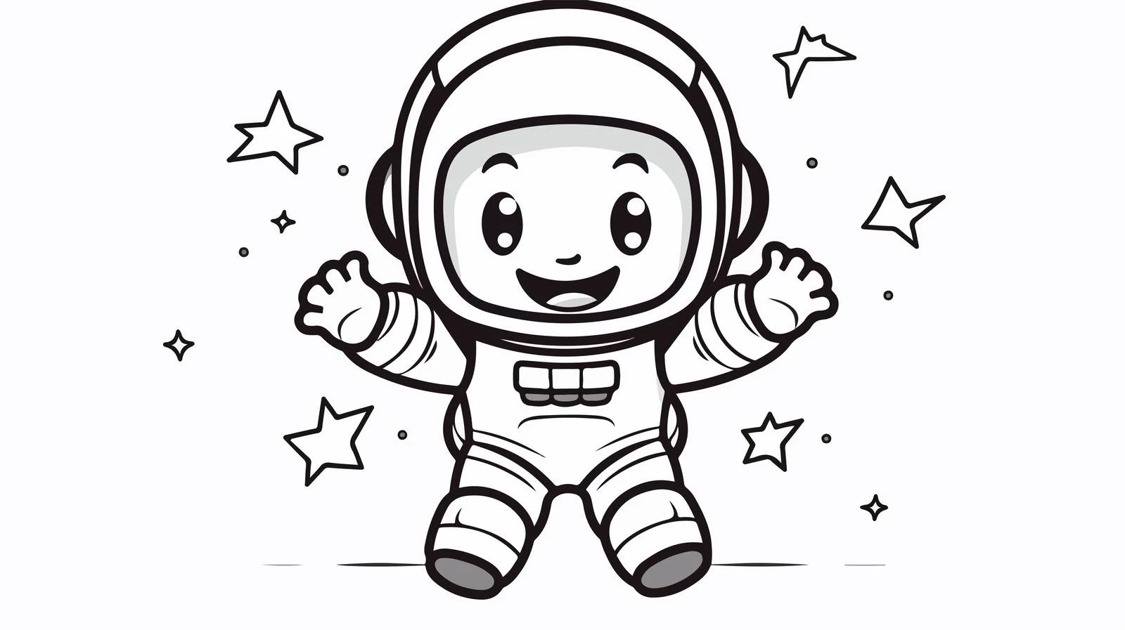 Cheerful Astronaut Line Drawing — free download from Dotvec