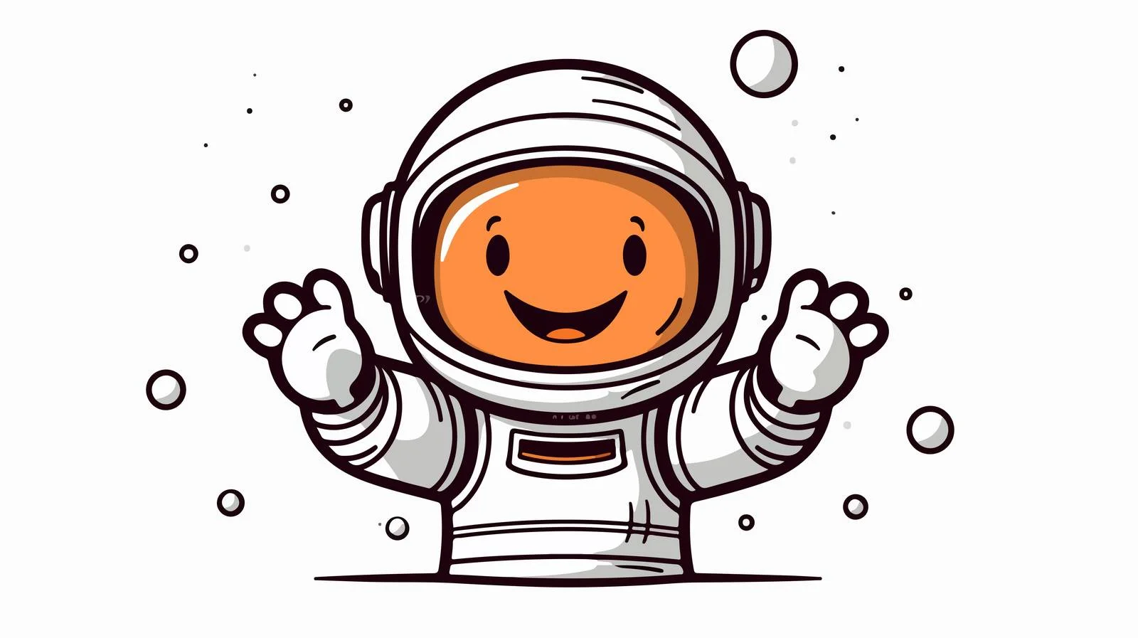 Cheerful Astronaut Line Art — free download from Dotvec