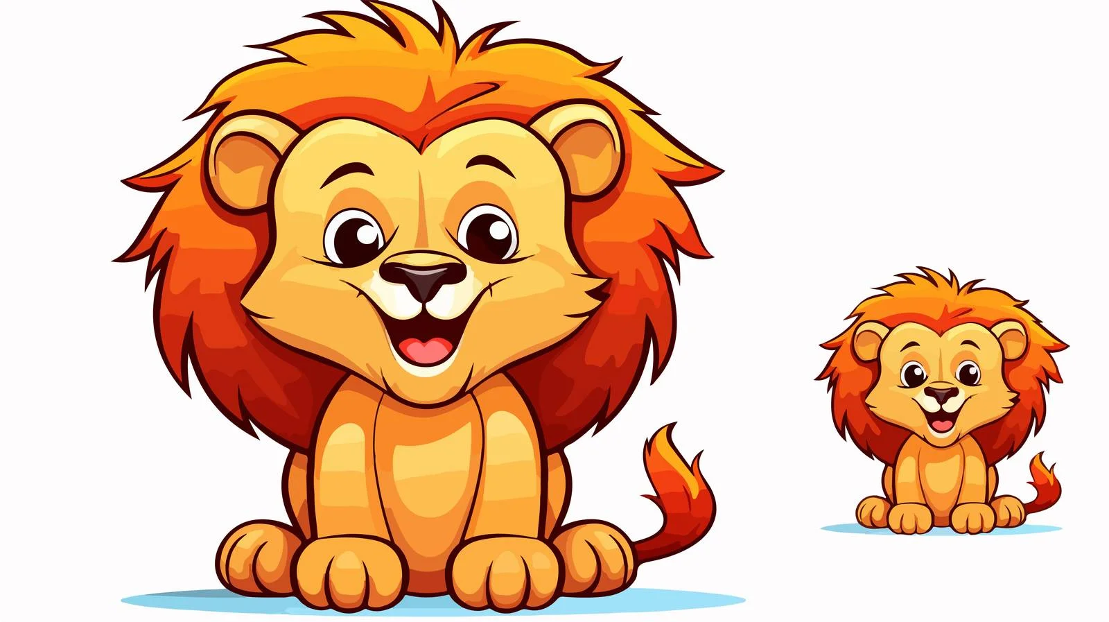 Happy Cartoon Lion Line Drawing — free download from Dotvec