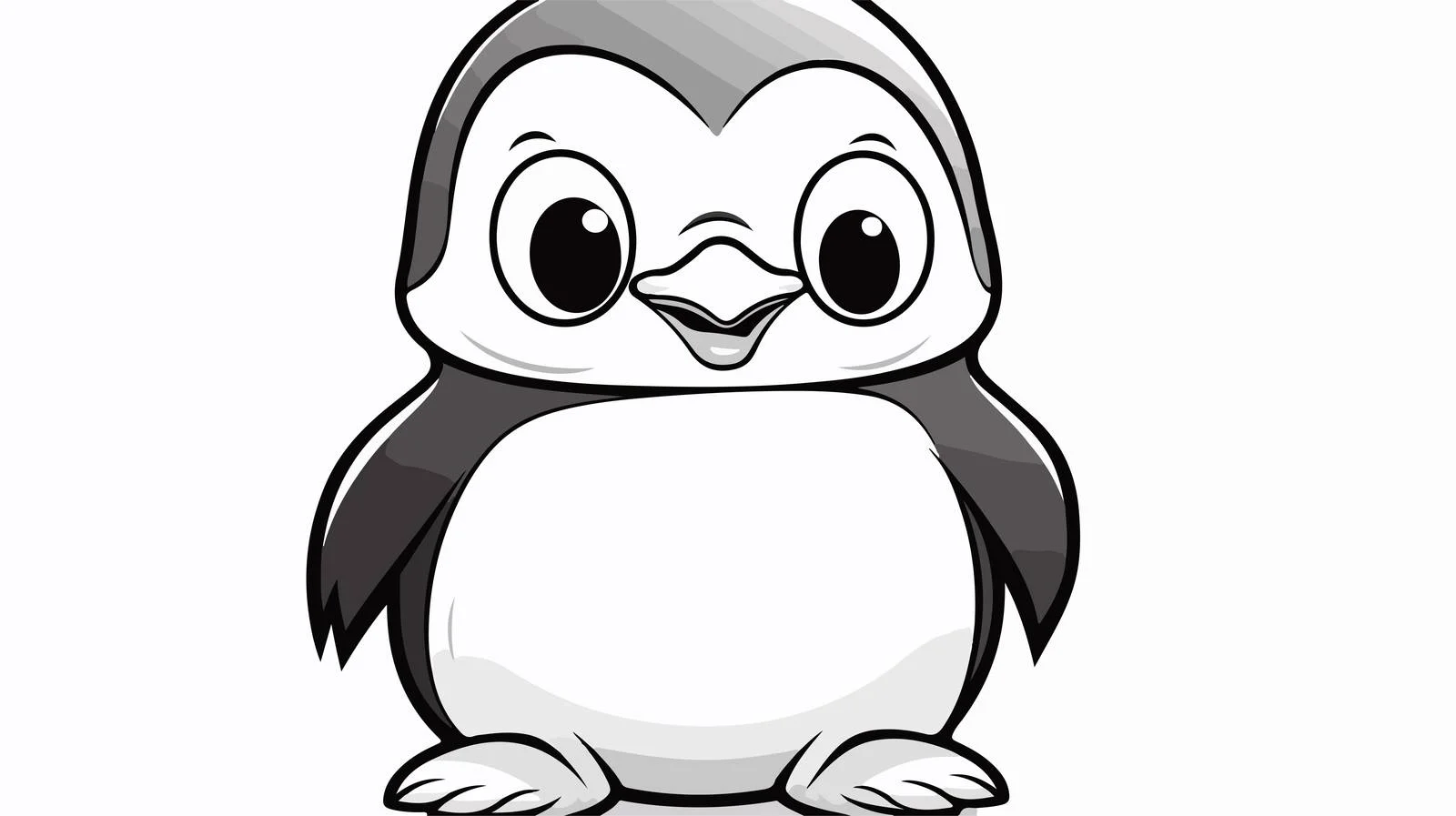 Cheerful Penguin Line Drawing — free download from Dotvec