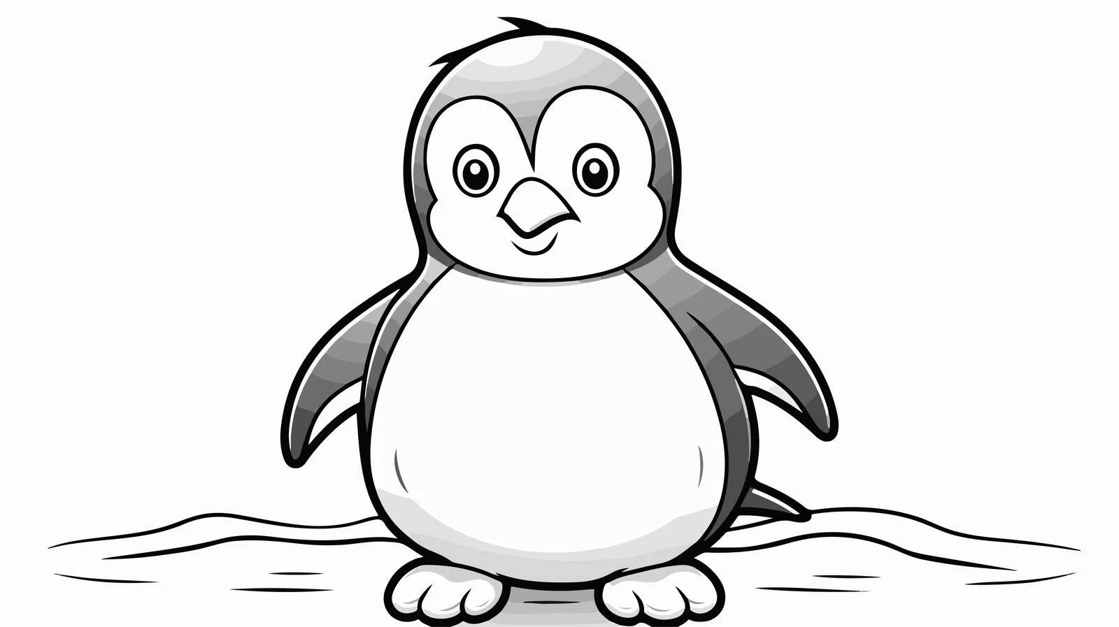 Happy Cartoon Penguin Line Drawing — free download from Dotvec