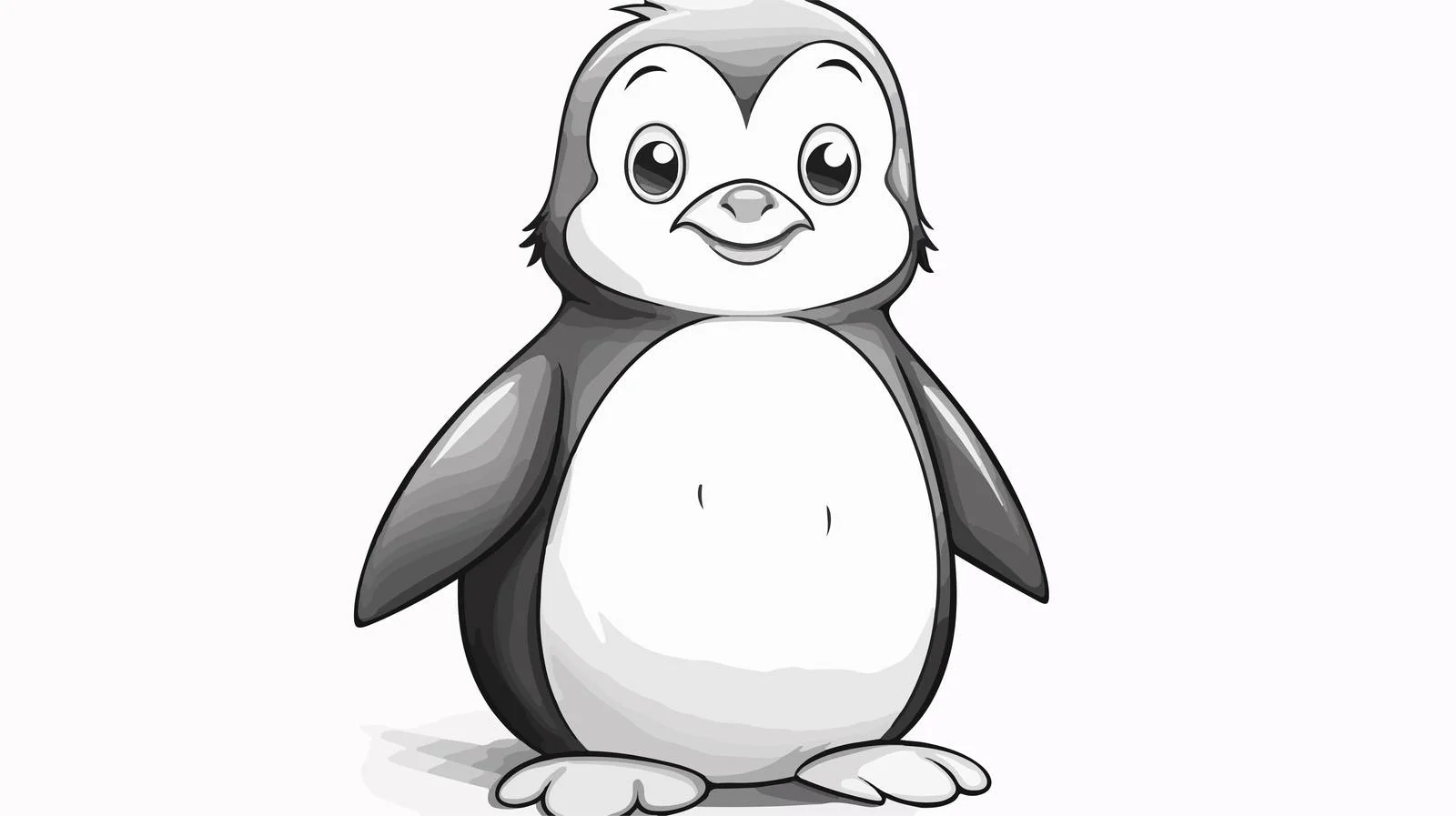 Happy Cartoon Penguin Line Drawing — free download from Dotvec