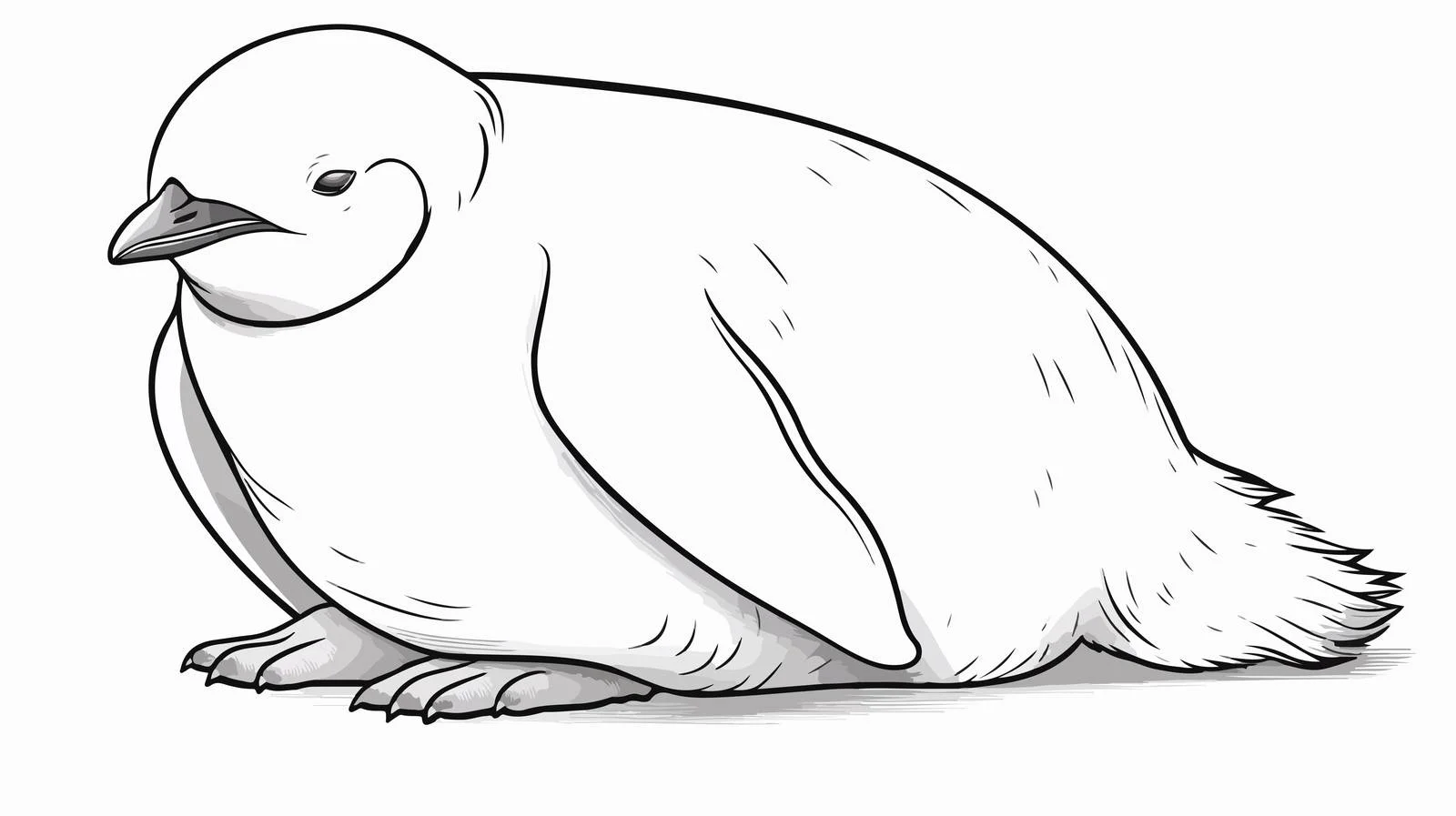 Penguin Line Drawing on Beach — free download from Dotvec