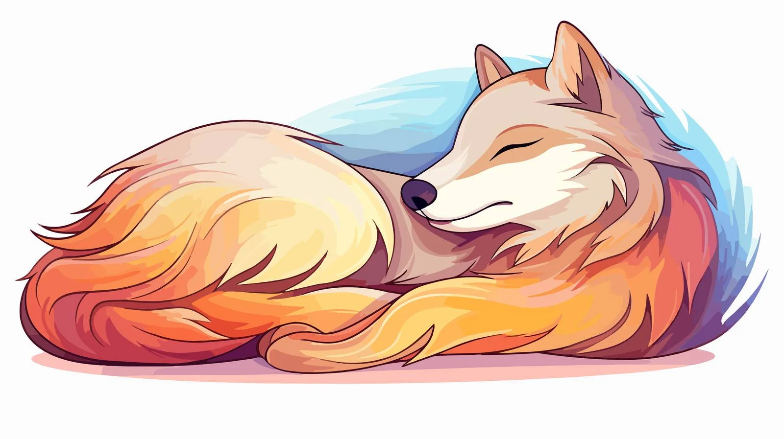 Soothing Tired Wolf Cartoon Drawing — free download from Dotvec