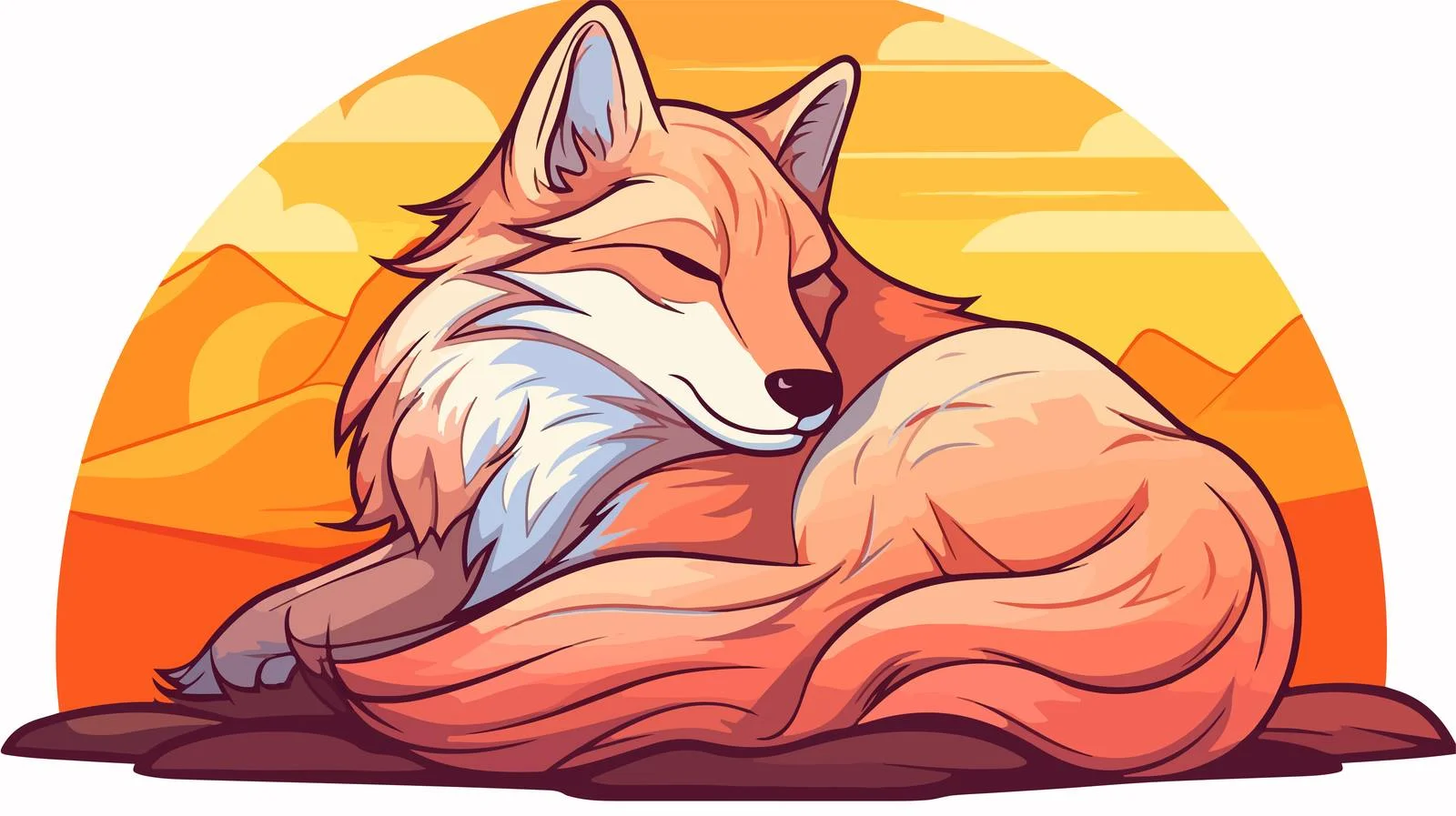 Tired Wolf Cartoon Illustration — free download from Dotvec