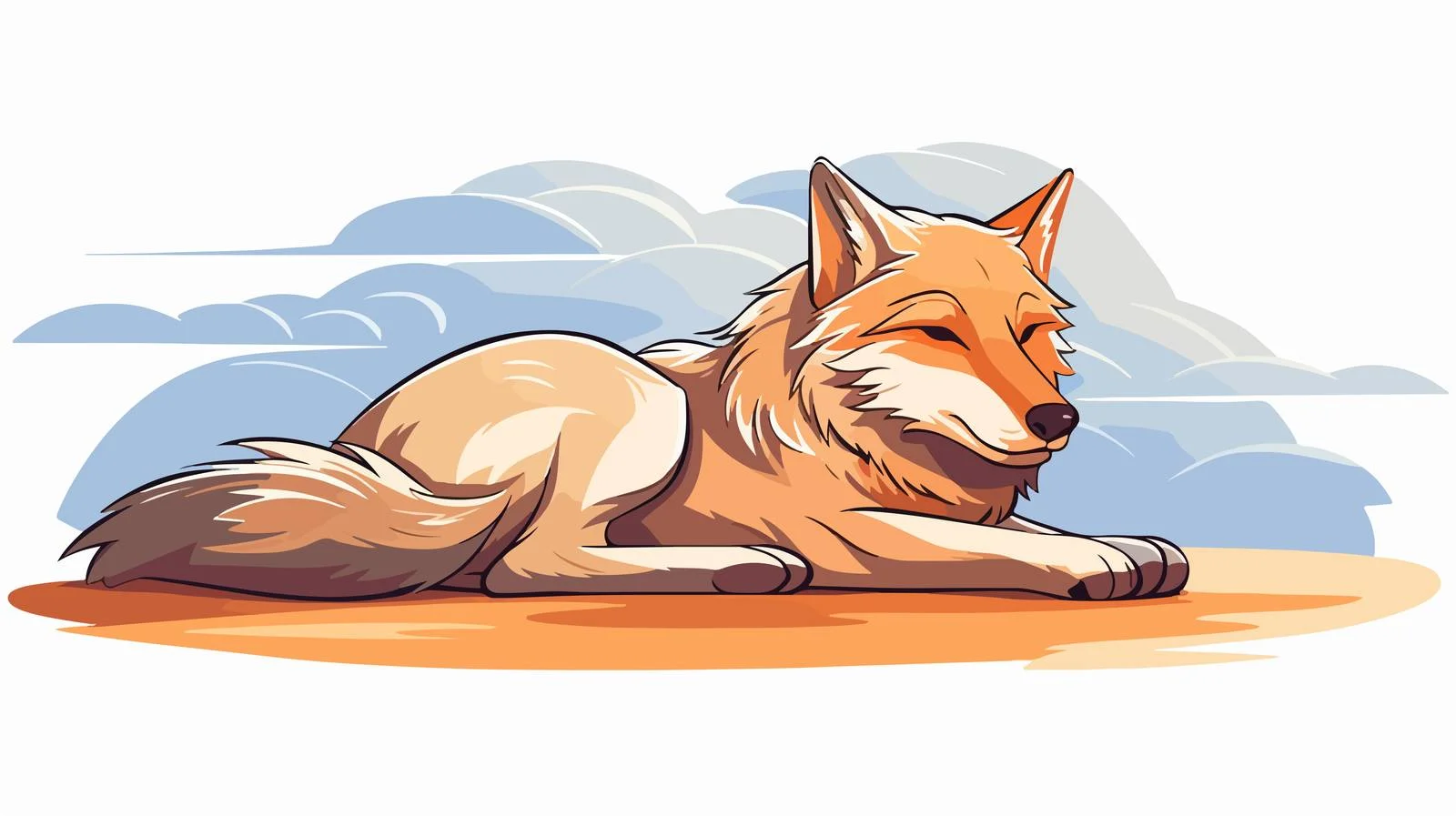 Subtle Tired Wolf Cartoon Illustration — free download from Dotvec