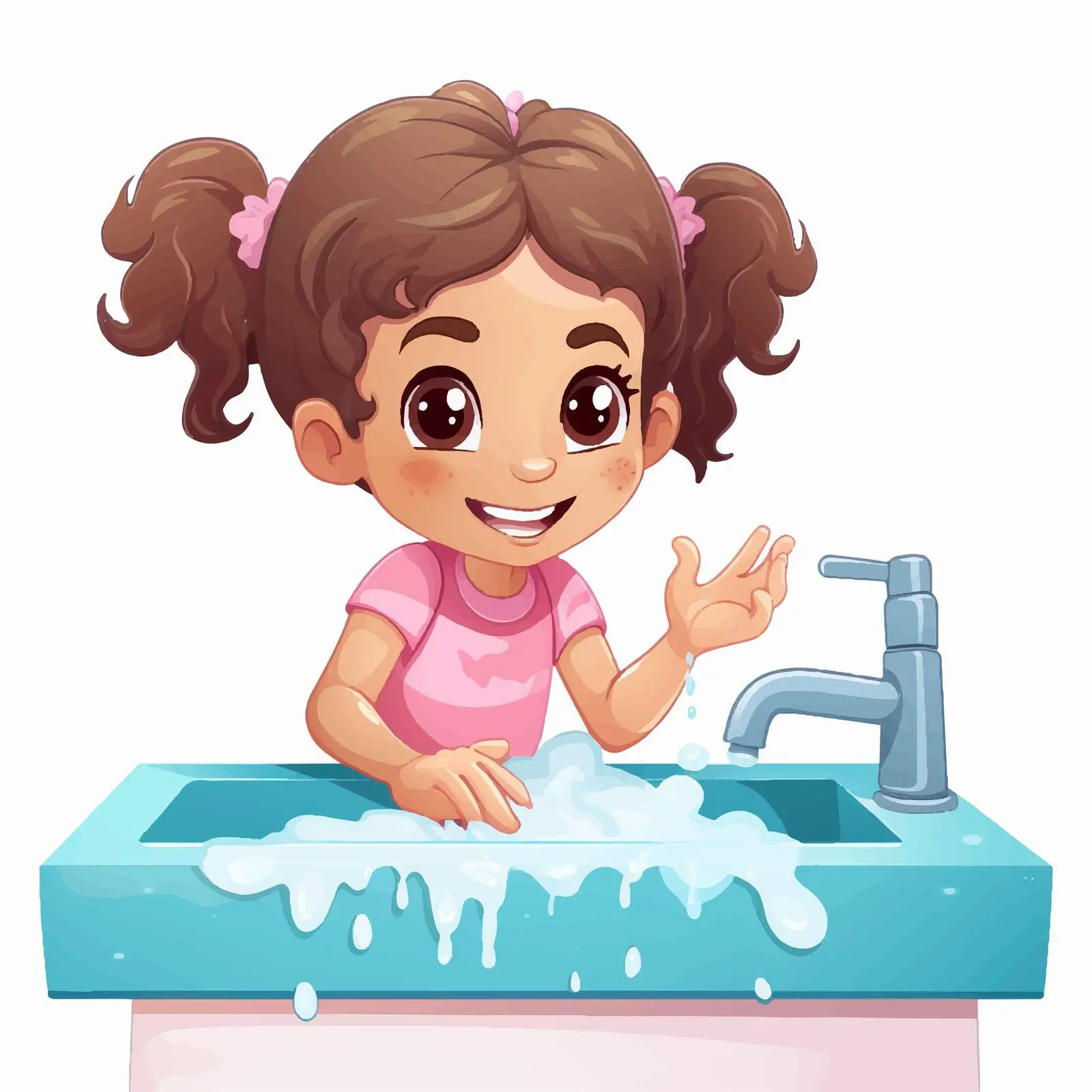 Girl Washing Hands Vector Illustration – free sanitization image from Dotvec