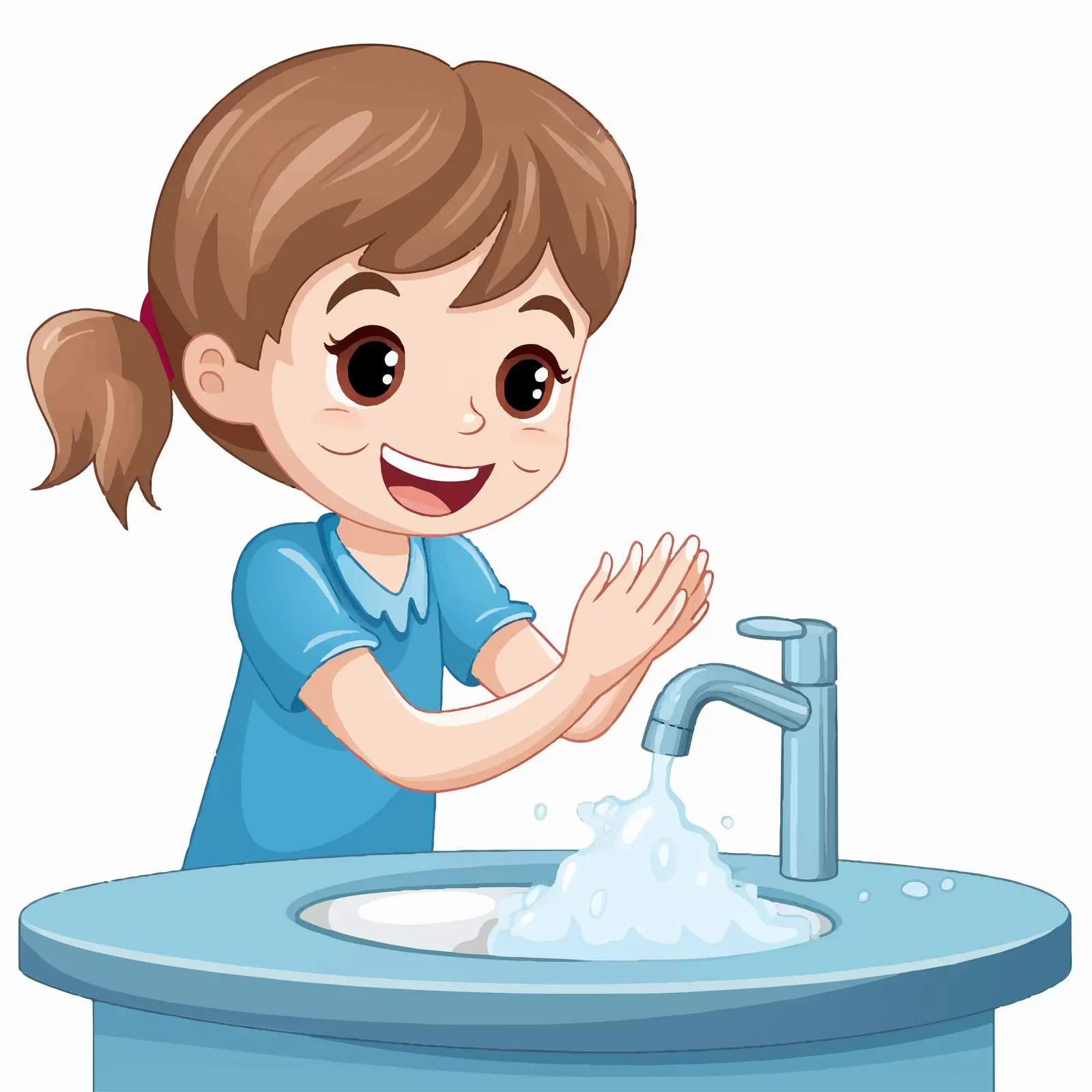 Wash Your Hands Vector with Girl Illustration — free download from Dotvec