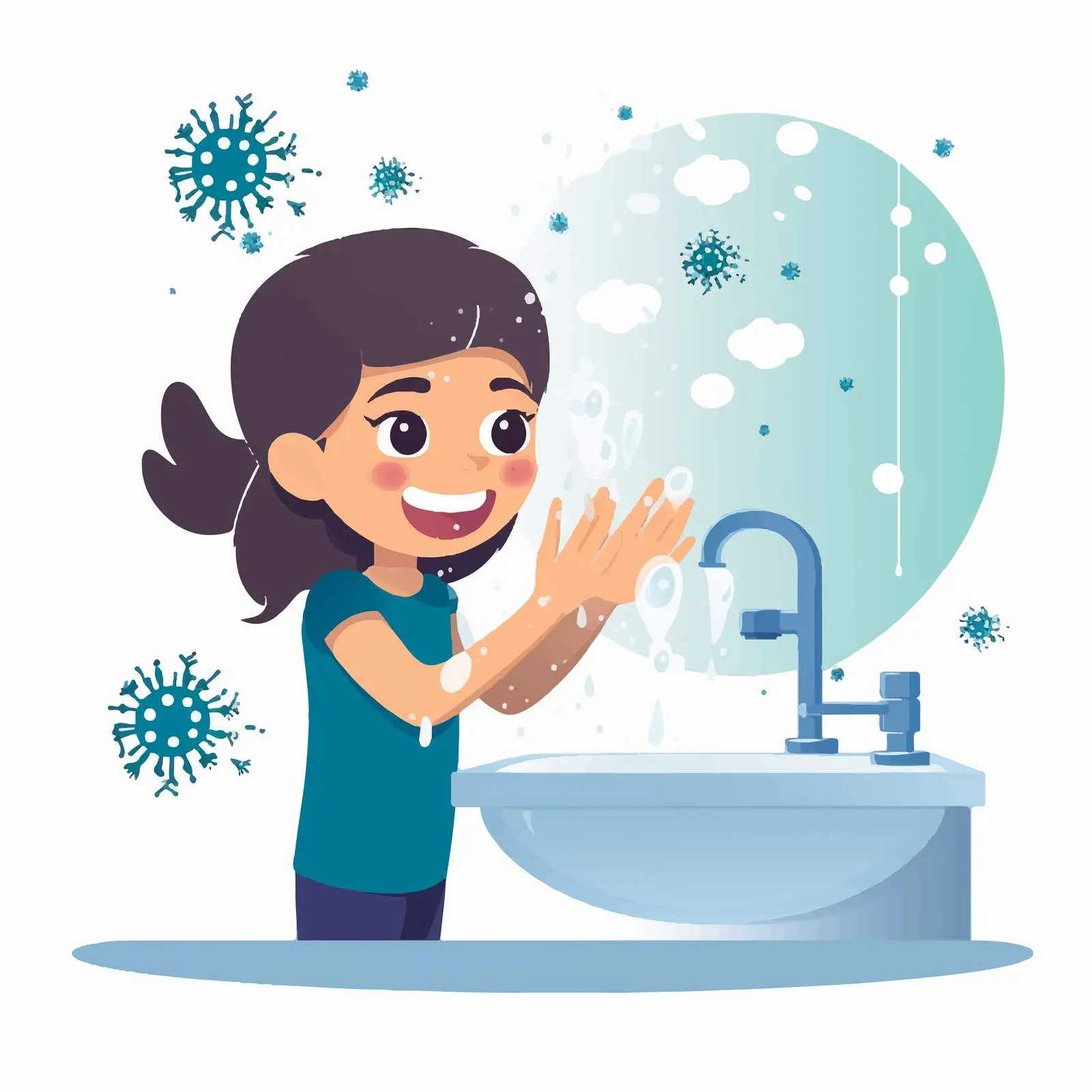 Handwashing Awareness Banner with Girl Illustration — free download from Dotvec