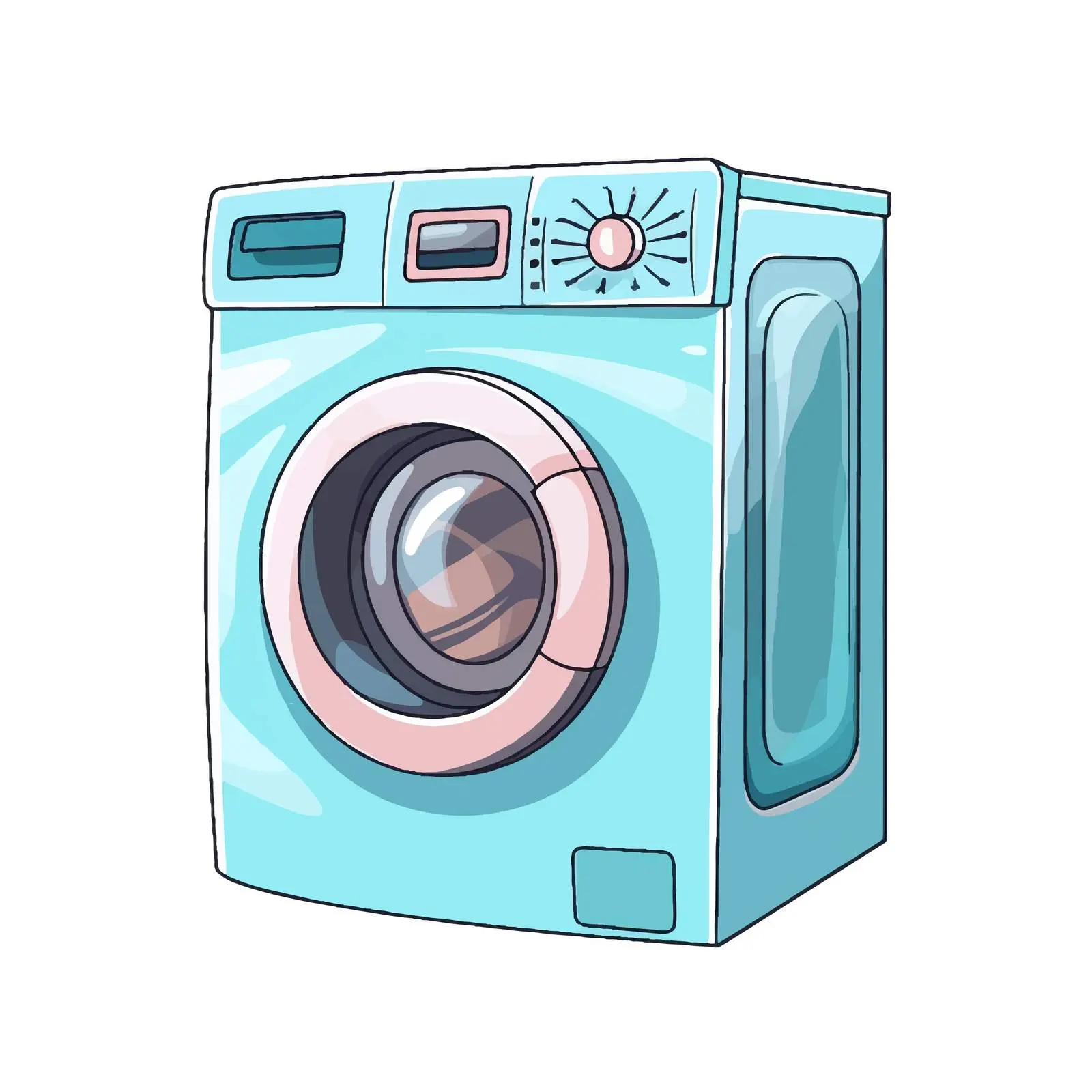 Washing Machine Line Vector Illustration on White Background – free vector symbols image from Dotvec