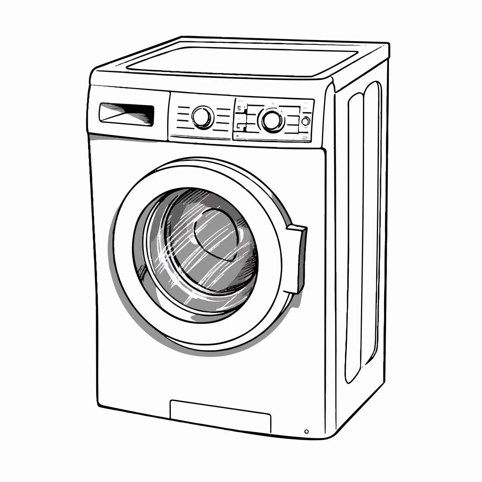 Outline Vector Illustration of Washing Machine — free download from Dotvec