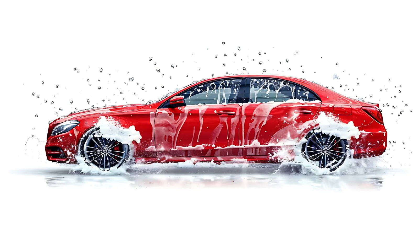 Foaming Red Car Wash Service Image — free download from Dotvec
