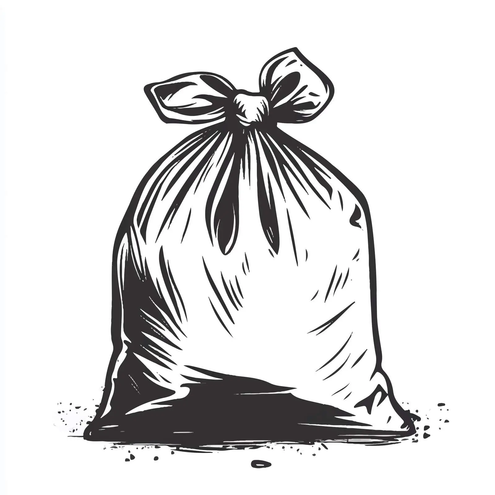 Cartoon Waste Bag Vector Illustration in Black and White – free garbage bag image from Dotvec