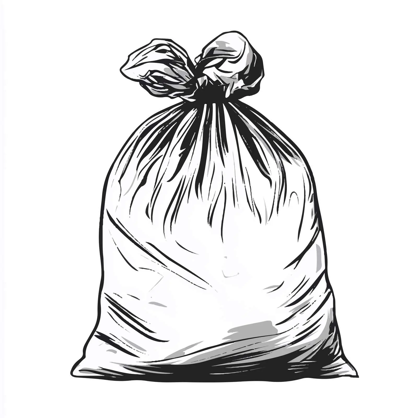 Cartoon Waste Bag Vector Illustration in Black and White — free download from Dotvec