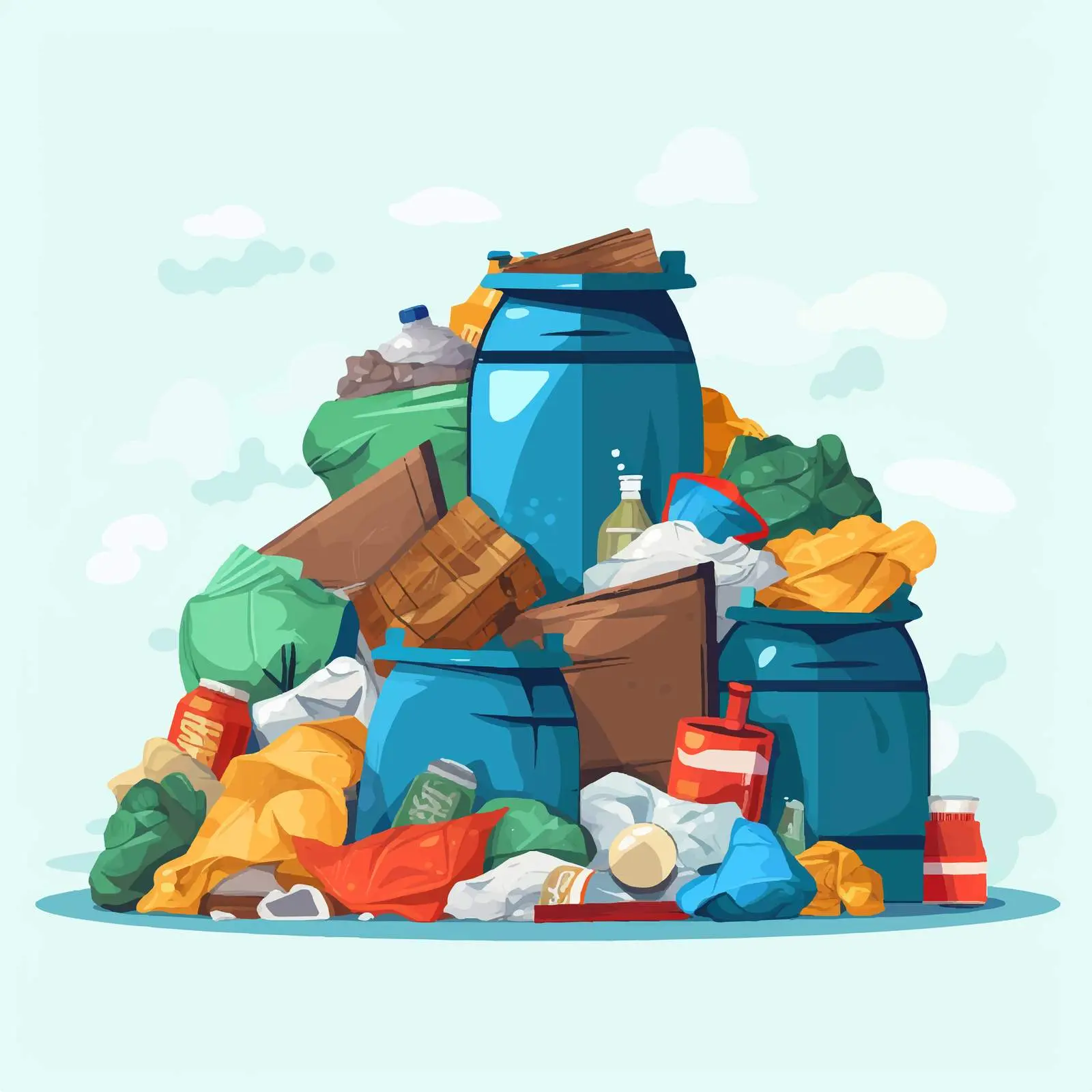 Plastic and Paper Waste Heap Illustration — free download from Dotvec