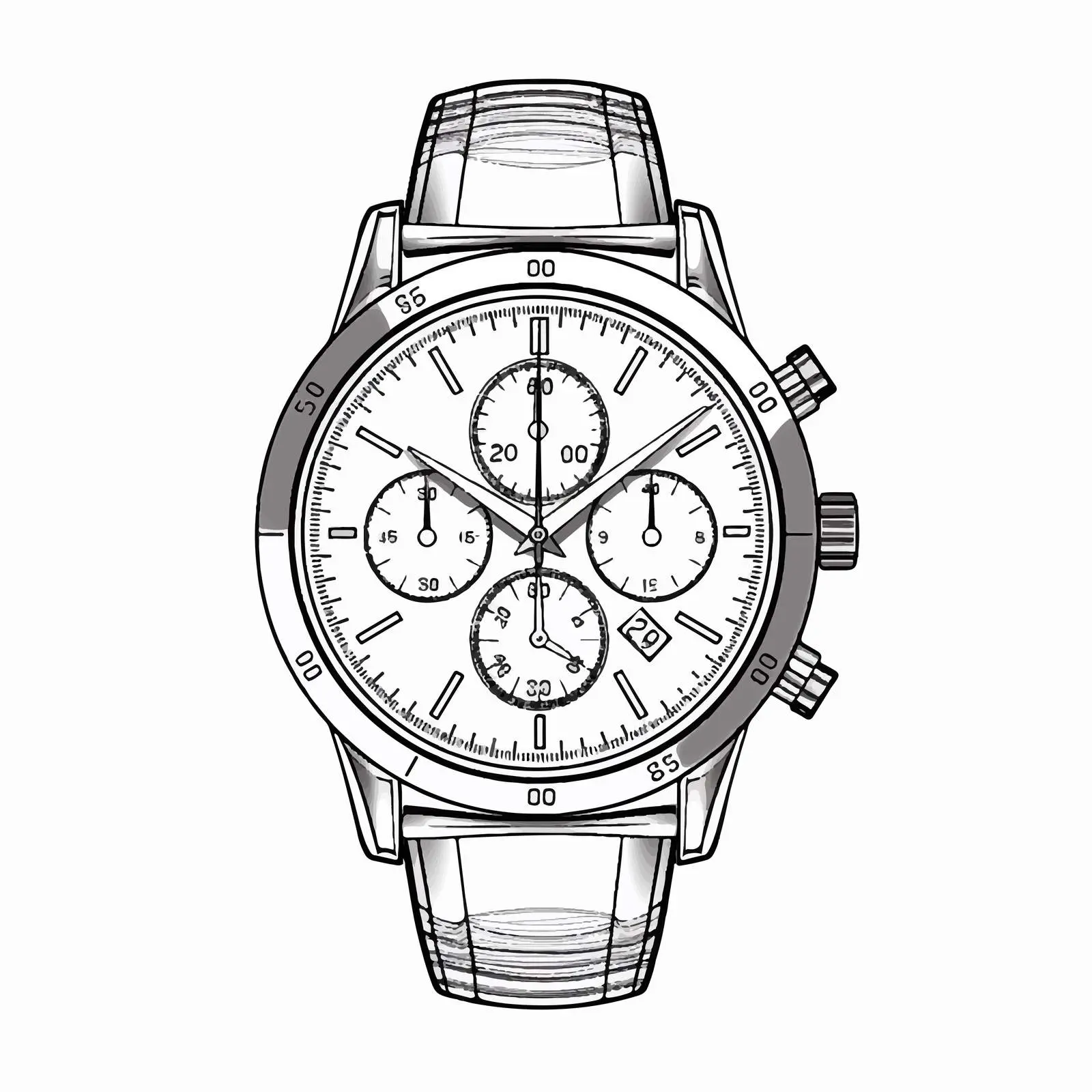 Watch Line Vector Illustration on White Background — free download from Dotvec