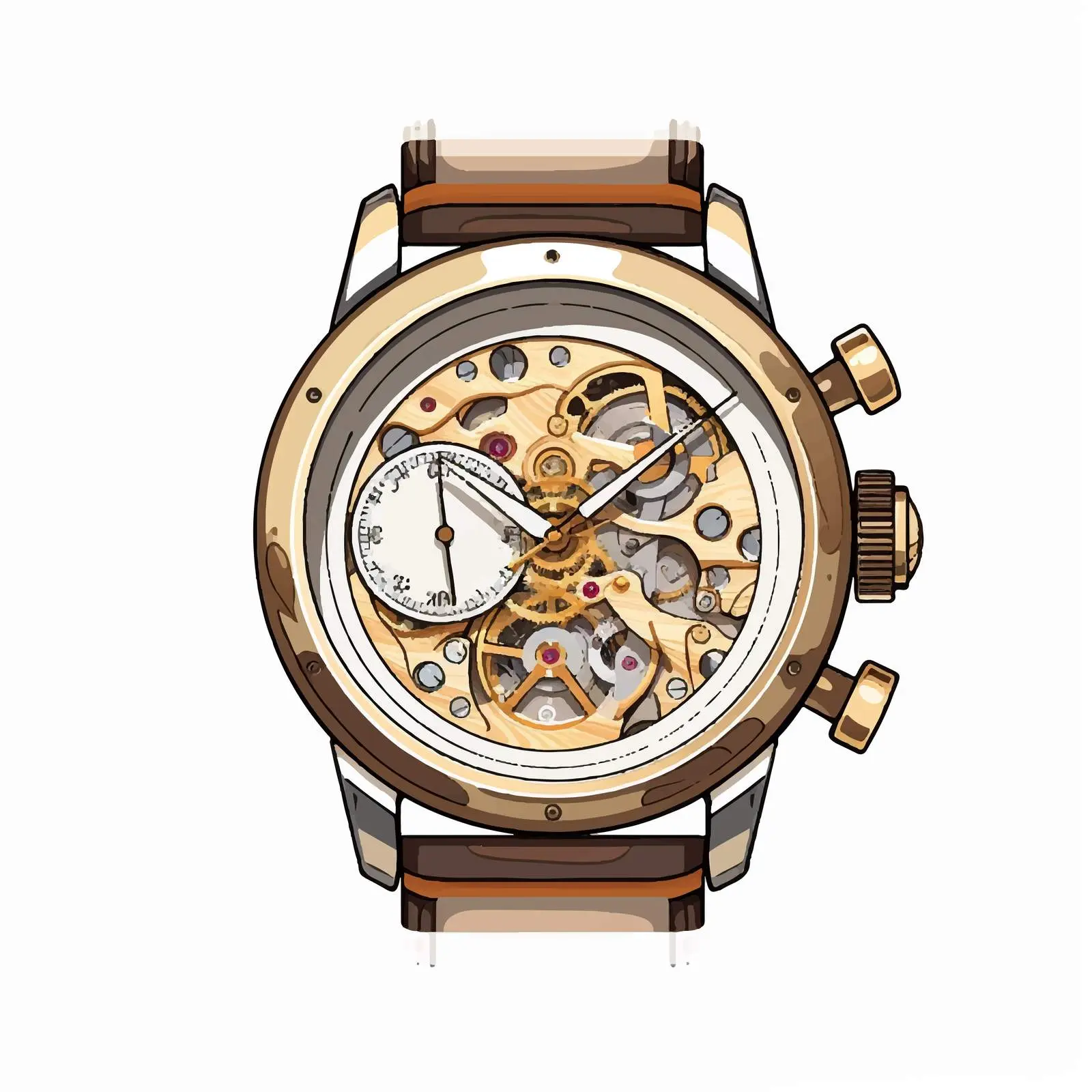 Top View Vector Watch Illustration on White Background – free watch face image from Dotvec