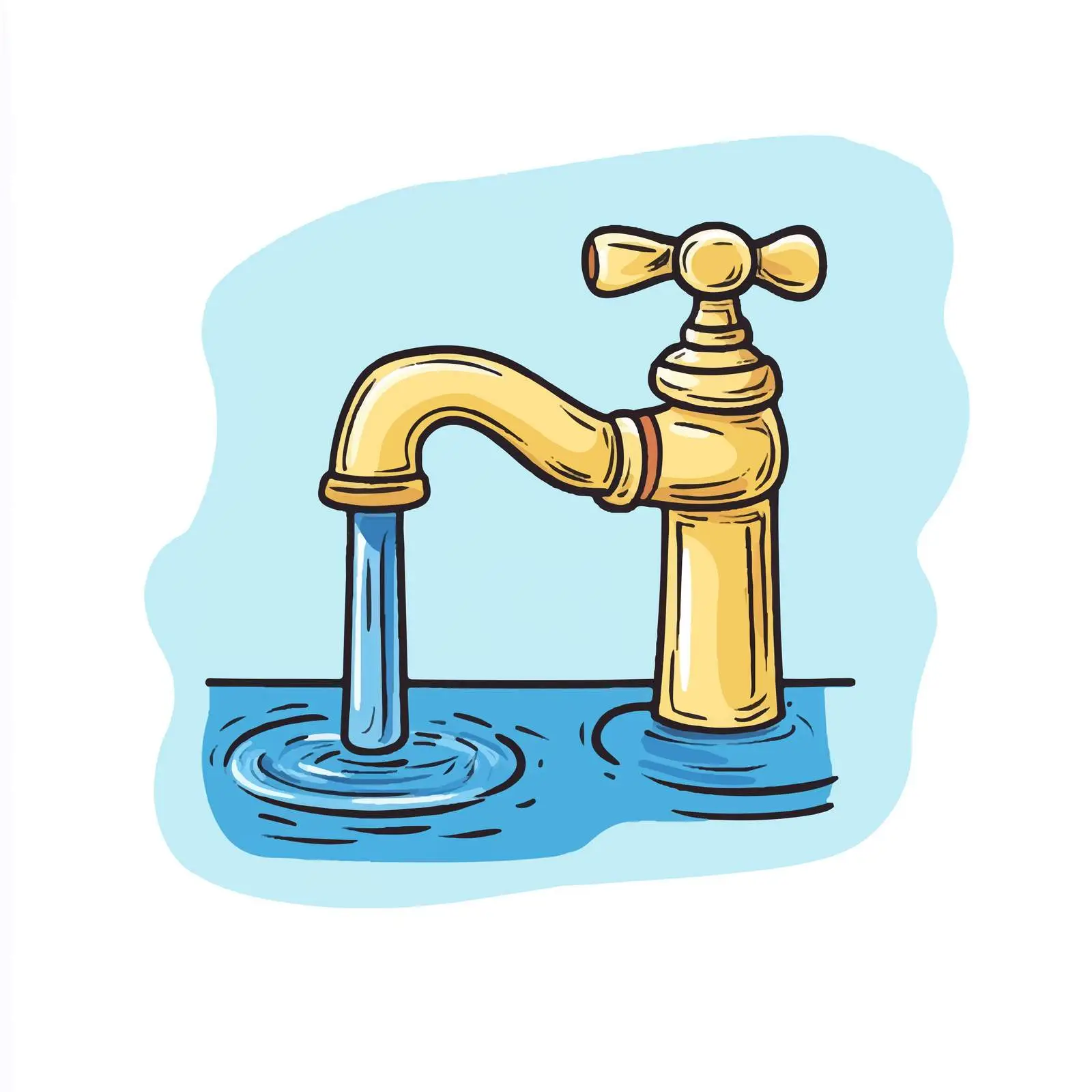 Hand-Drawn Water and Faucet Cartoon Vector — free download from Dotvec