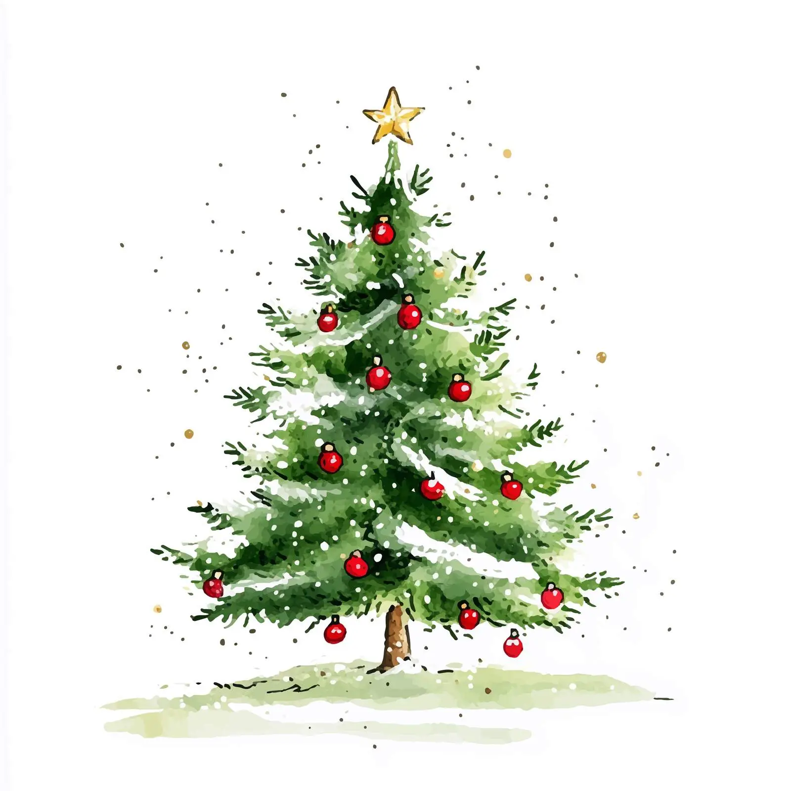 Hand-Drawn Christmas Tree Watercolor Vector Art — free download from Dotvec