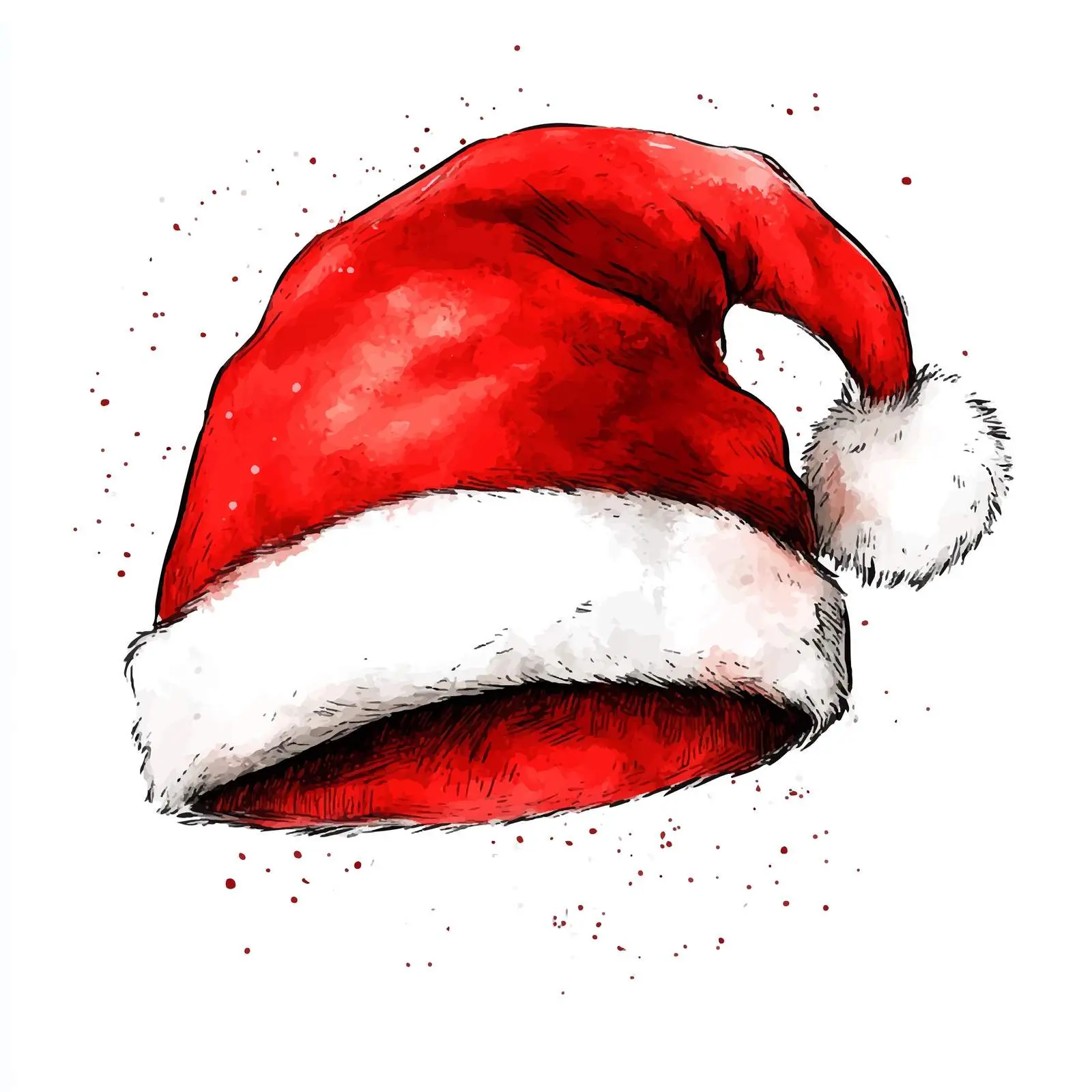 Hand-Drawn Watercolor Santa Hat Illustration — free download from Dotvec