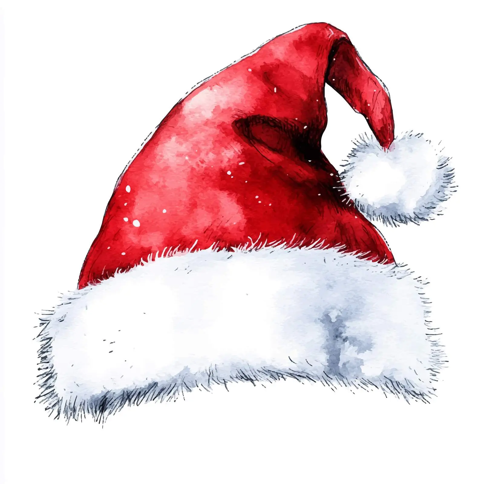 Hand-Drawn Watercolor Santa Hat Illustration — free download from Dotvec