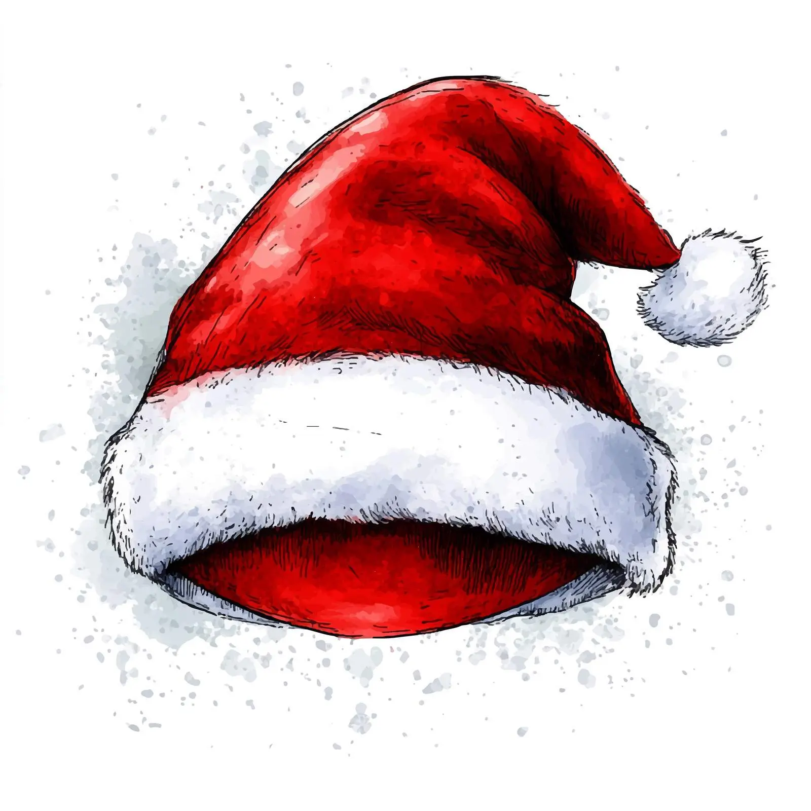 Hand-Drawn Santa Hat Watercolor Illustration — free download from Dotvec