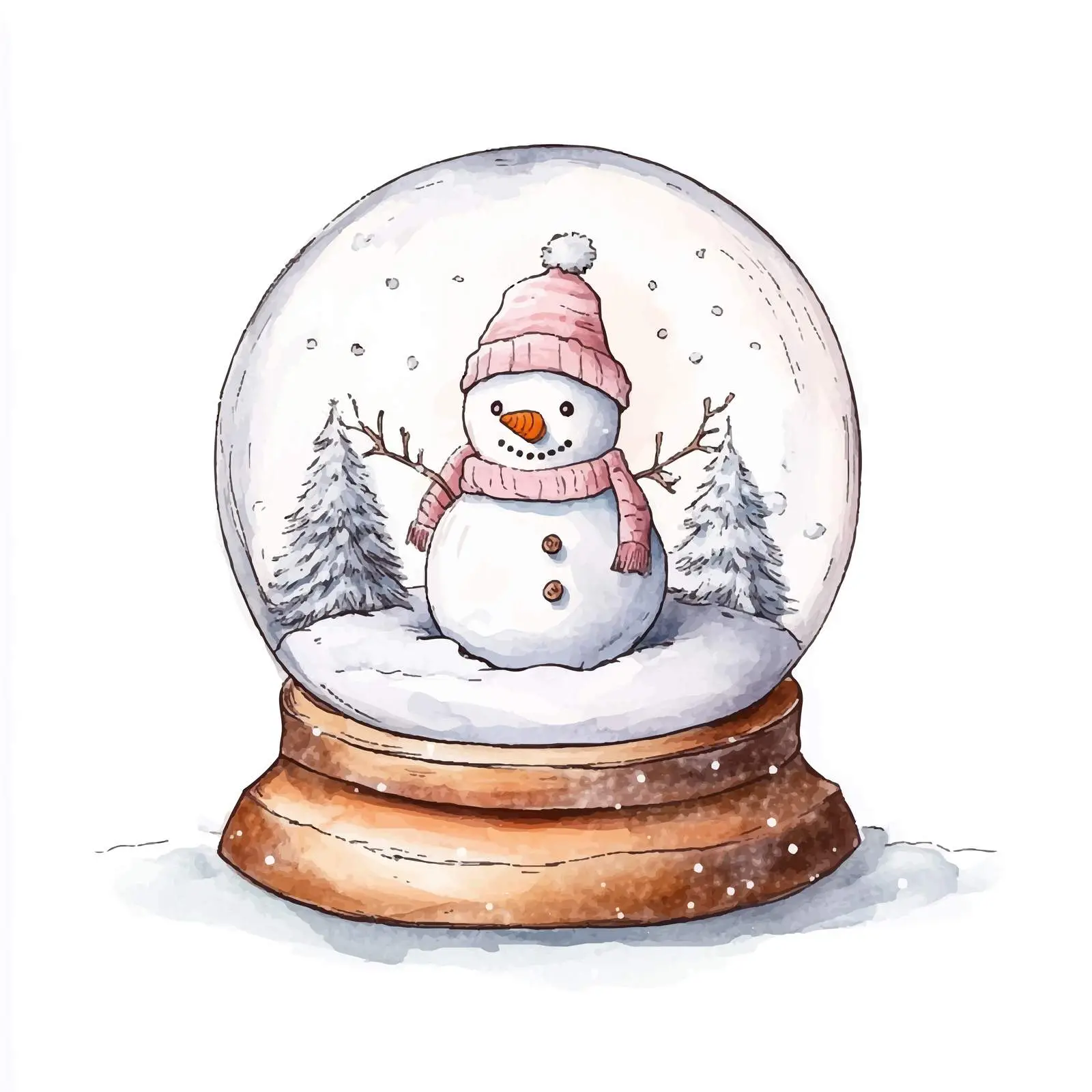 Hand-Drawn Snow Globe with Snowman Illustration — free download from Dotvec